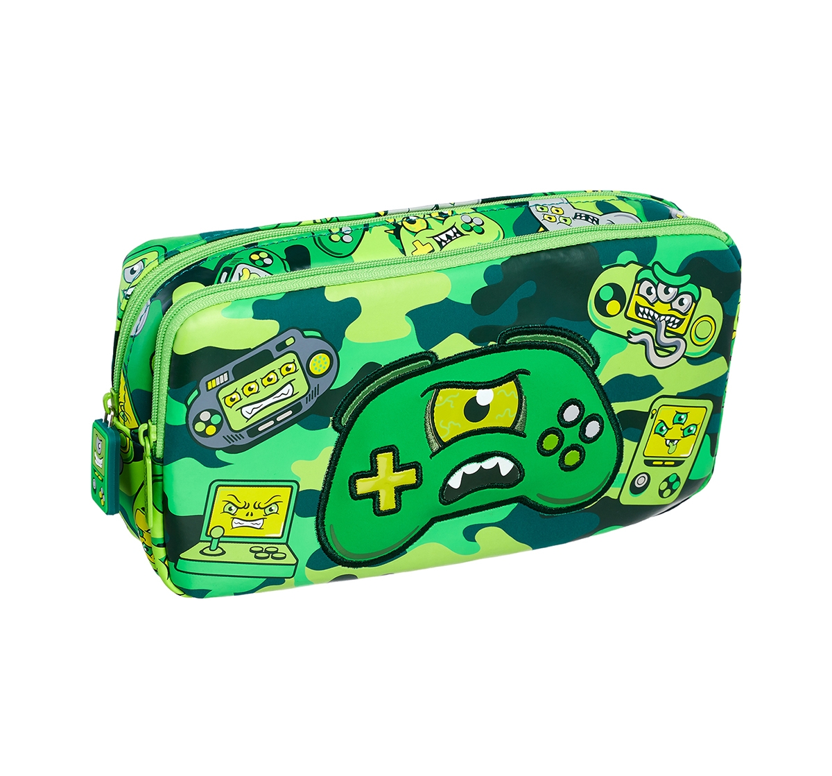 Smiggle | Smiggle Far Away Character Pencil Case - Gaming Print Bags for Kids age 3Y+ (Green)