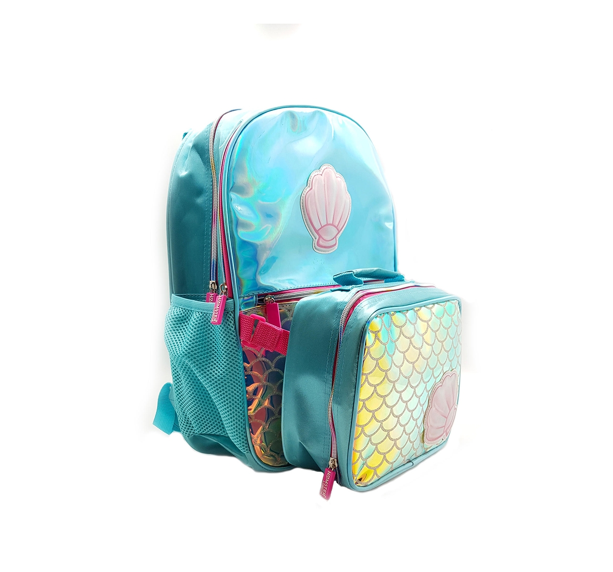 Hamster London Shiny Shell Backpack with Tiffin Bag for Girls age 3Y+ (Blue)
