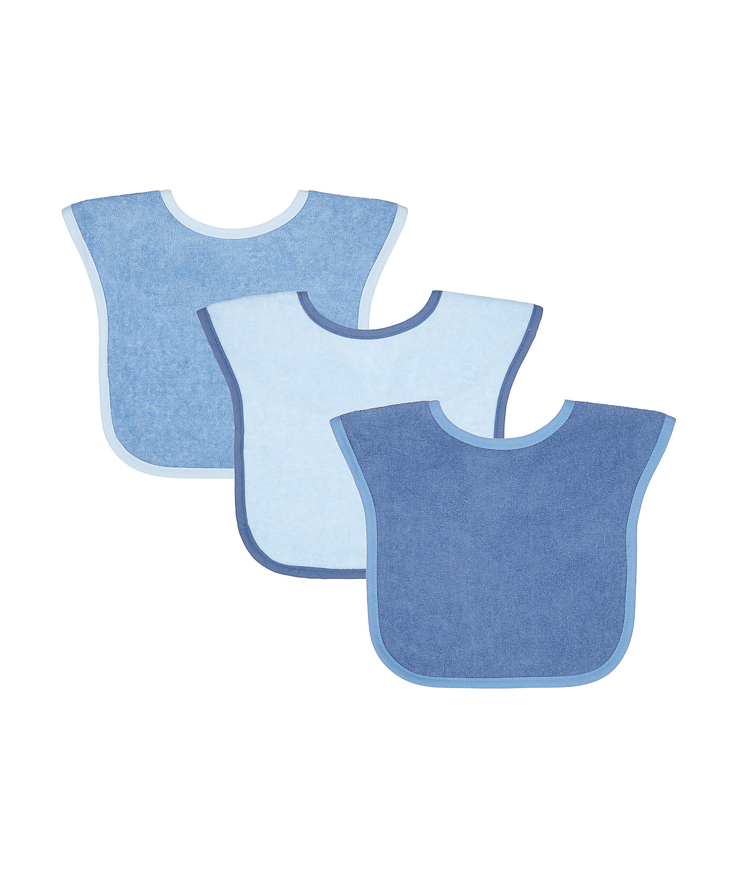 Mothercare | Mothercare Toddler Towelling 3 pack Bibs Blue