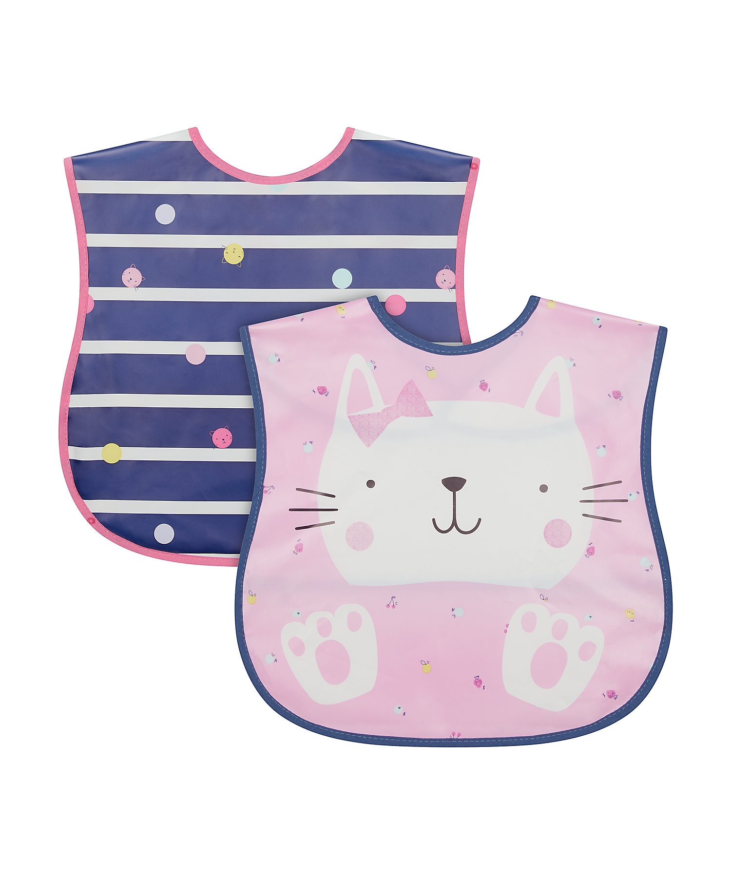Mothercare | Mothercare Toddler Crumbcatcher 2Pk Cat Bibs & Burp Cloths Multi