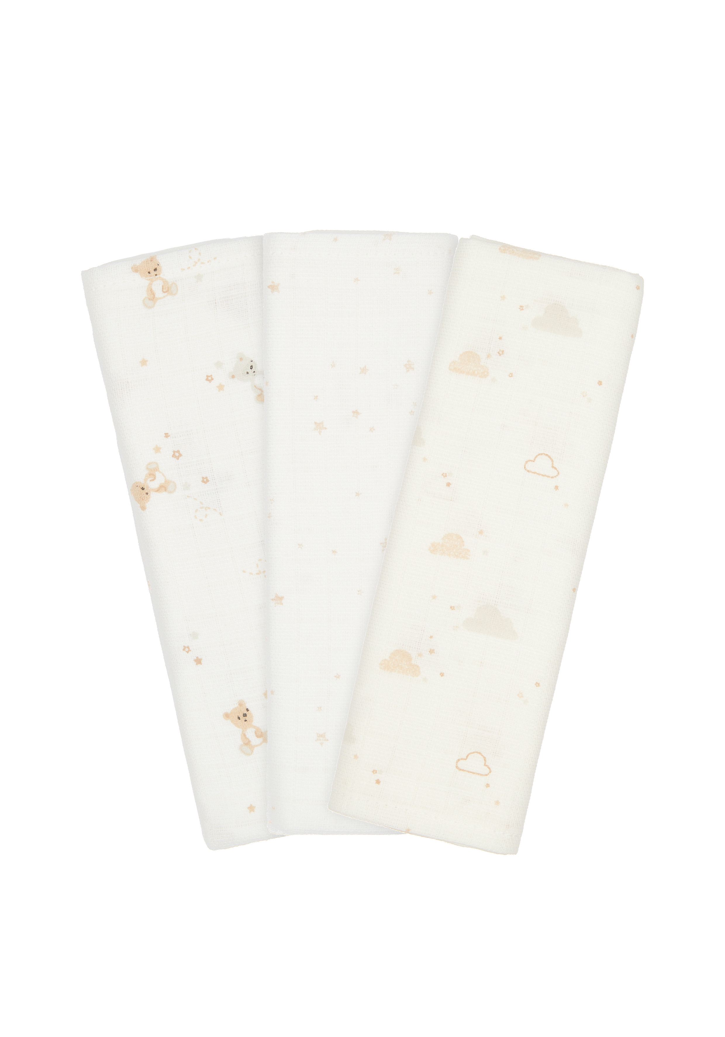 Mothercare | Mothercare Little & Loved Pack of 3 Muslins Cream