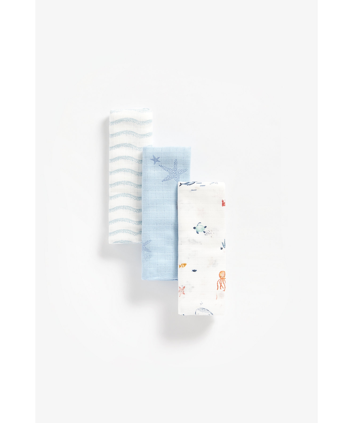 Mothercare You Me & The Sea Pack of 3 Muslins Multicolor