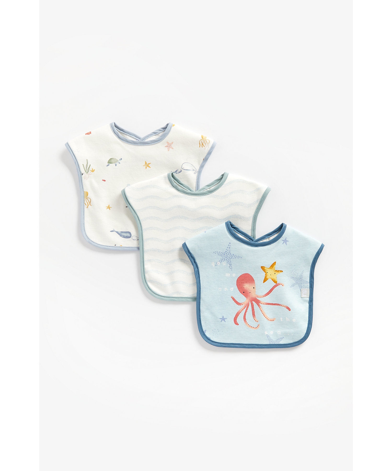 Mothercare You Me & The Sea Bibs Pack of 3 Toddler Multicolor