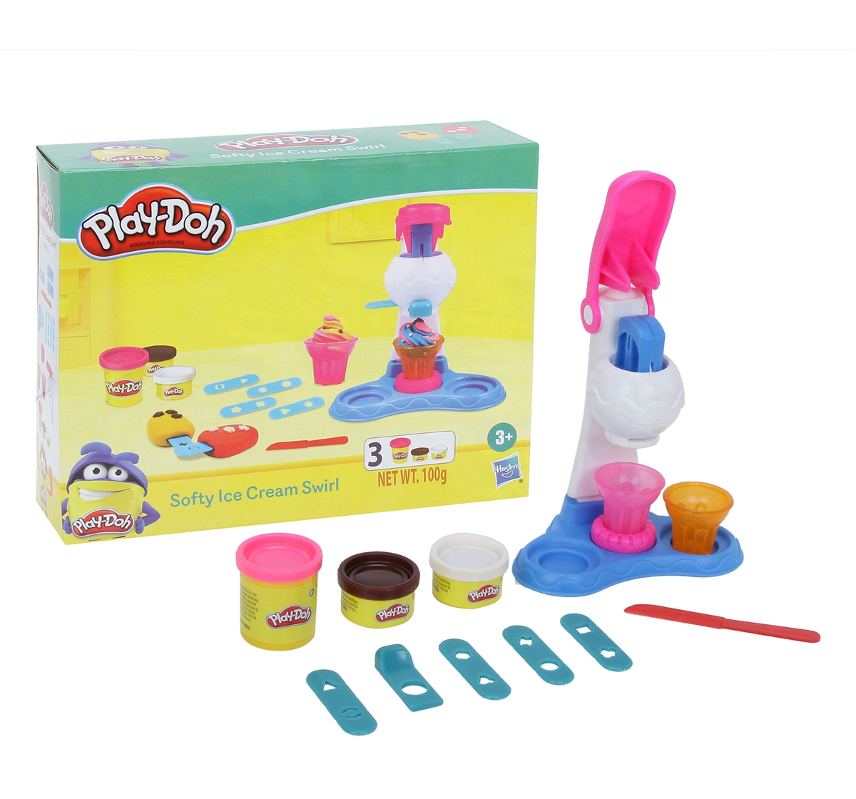 Play-Doh | Play Doh Softy Ice Cream Swirl Playset for Kids 3Y+, Multicolour