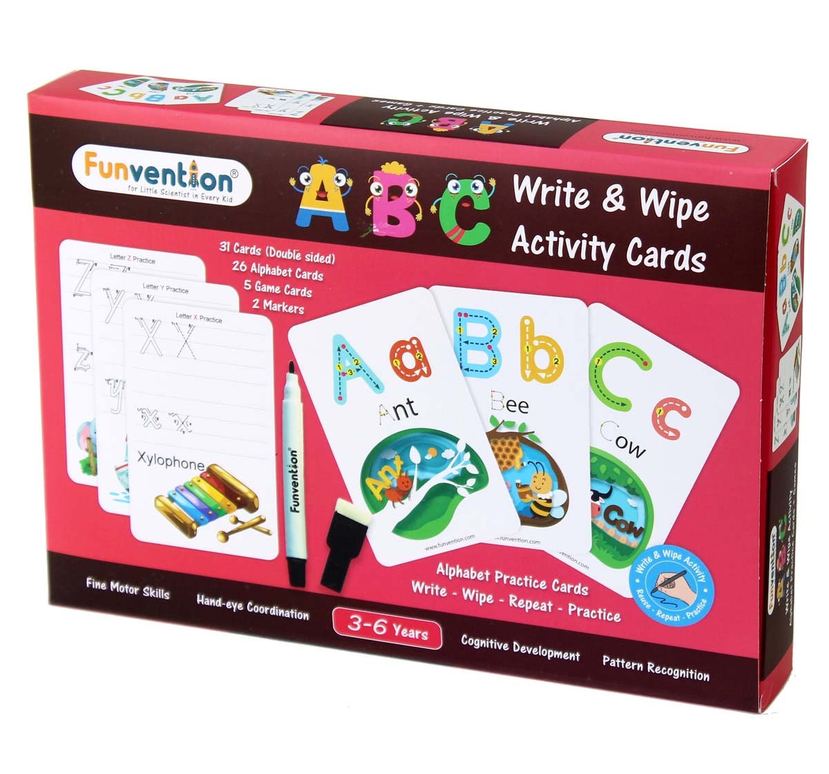 Funvention | Funvention Write & Wipe Activity - Abc Alphabets Science Kits for Kids Age 3Y+
