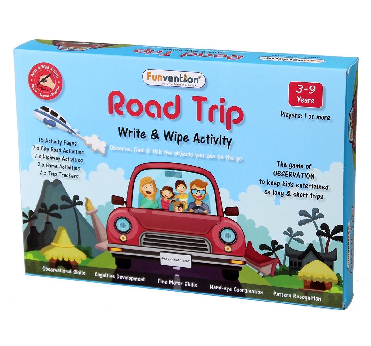 Funvention Write & Wipe Activity - Road Trip Science Kits for Kids Age 3Y+
