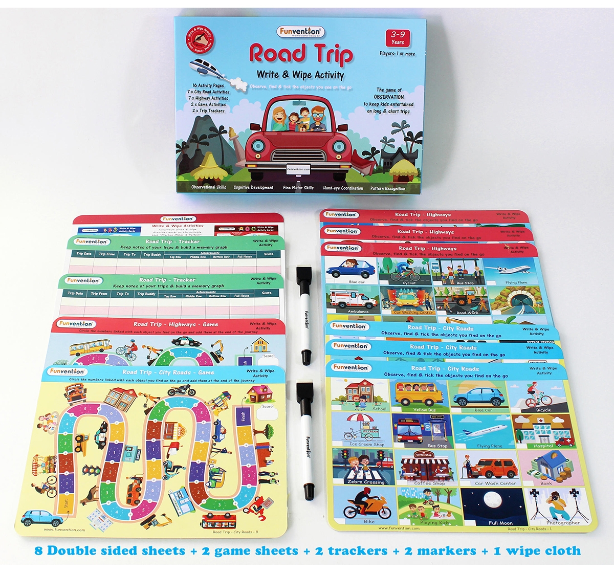 Funvention Write & Wipe Activity - Road Trip Science Kits for Kids Age 3Y+