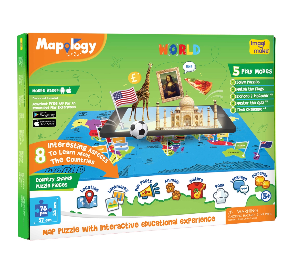 Imagimake | Imagimake Mapology World AR for Kids, 5Y+(Multicolor)