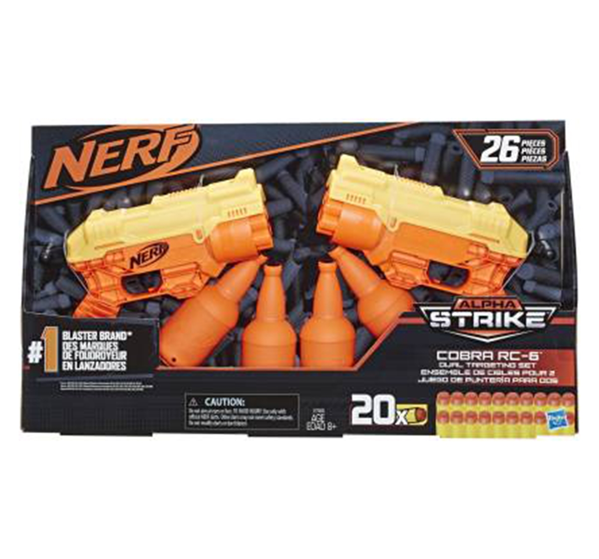 Nerf | NERF Alpha Strike 26-Piece Cobra RC-6 Dual Targeting Set, Includes 2 Toy Blasters, 4 Half-Targets, and 20 Official Nerf Elite Darts, Multicolor, 8Y+ 1