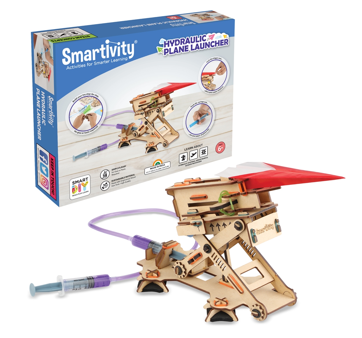Smartivity | Smartivity Hydraulic Plane Launcher STEM Educational DIY kit Multicolor 6Y+