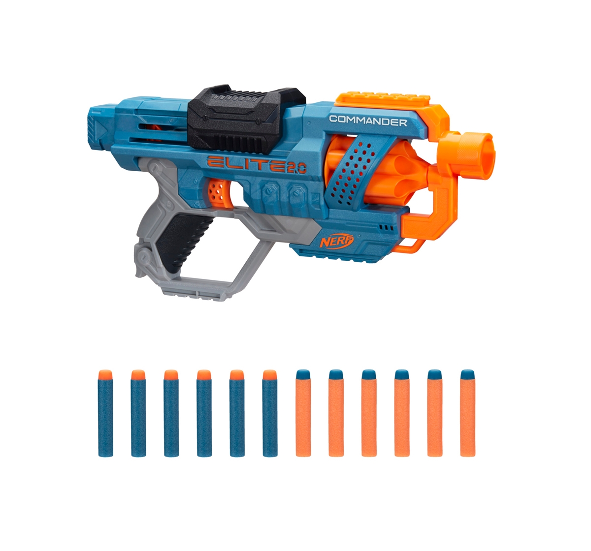 Nerf | Nerf Elite 2.0 Commander RD 6 Blaster 12 Official Nerf Darts with Rotating Drum for Kids 8Y+, Multicolour