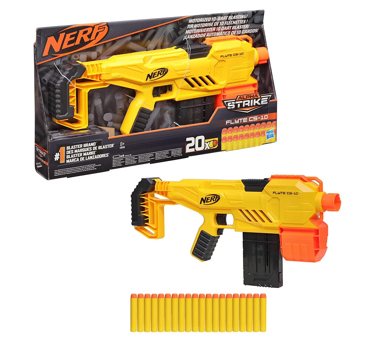 Nerf | Nerf Alpha Strike Flyte CS 10 Motorized Blaster for kids 8Y+, Multicolour