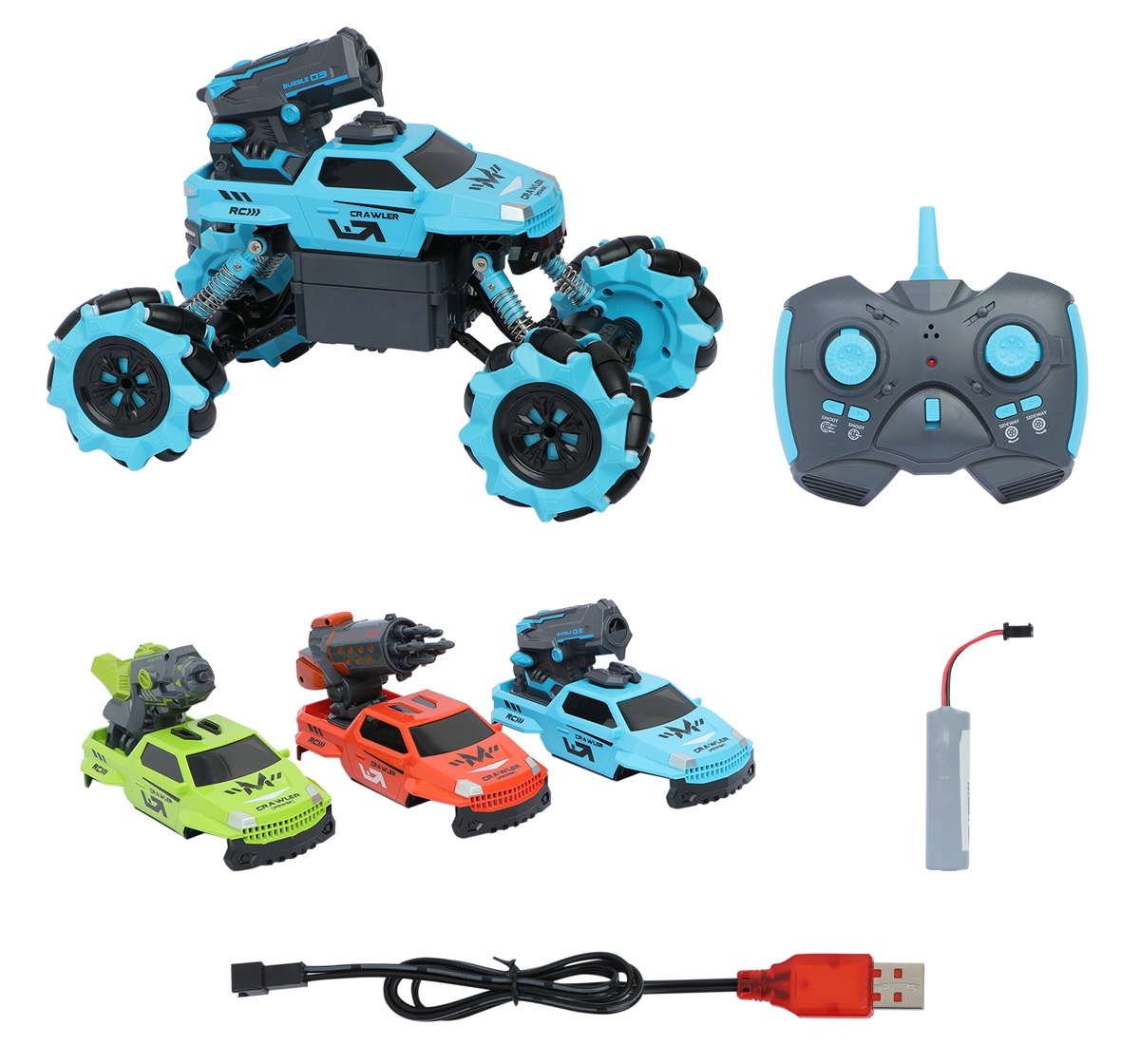 Ralleyz | Ralleyz 1:10 Scale 3 In 1 Crawling Off Roader Remote Control Car with 2.4GHZ for Kids 6Y+, Multicolour