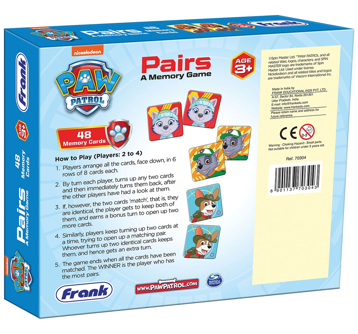 Paw Patrol Pairs - A Memory Game, 3Y+