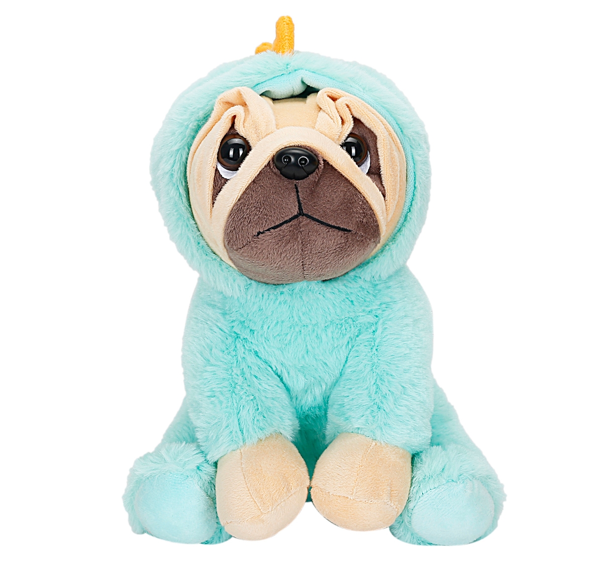 Fuzzbuzz 24Cm Pug With Dino Hoodie Soft Toy for kids 3Y+, Multicolour