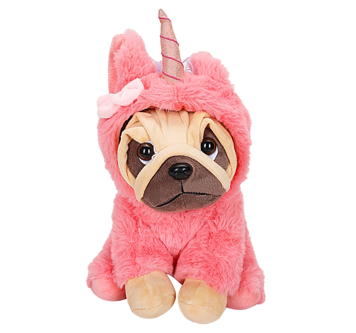 Fuzzbuzz | Fuzzbuzz 24Cm Pug With Unicorn Hoodie Soft Toy for kids 3Y+, Multicolour