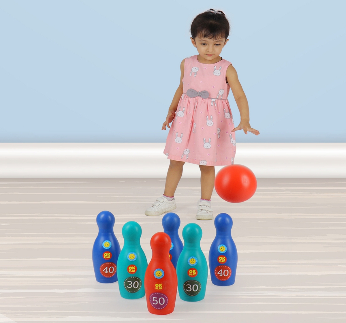 Zoozi Junior Bowling Alley Bowling Game Set for KidsPlastic Multicolor 3Y+