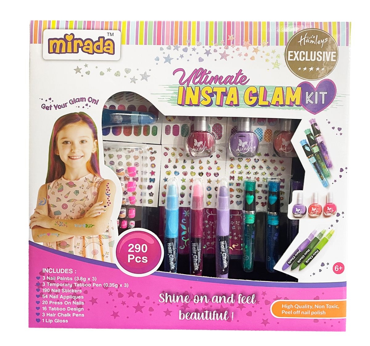 Mirada | Mirada Ultimate Insta Glam Kit Nail set for Kids 5Y+, Multicolour