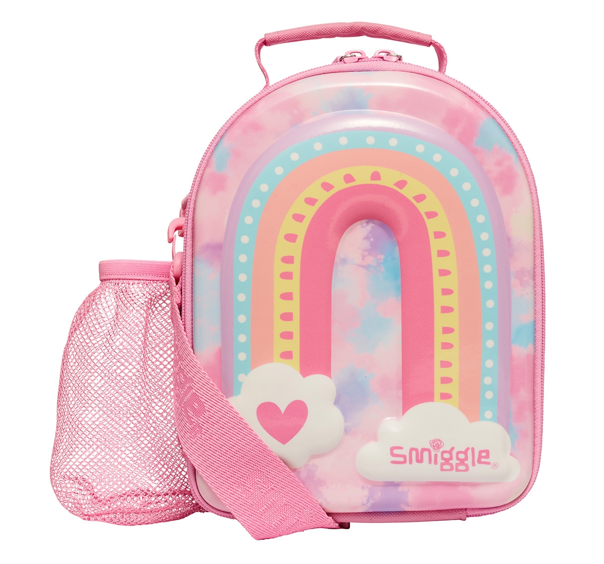 Smiggle | Smiggle Bright Side Hardtop Curve Lunch Box With Strap for Kids 3Y+, Pink