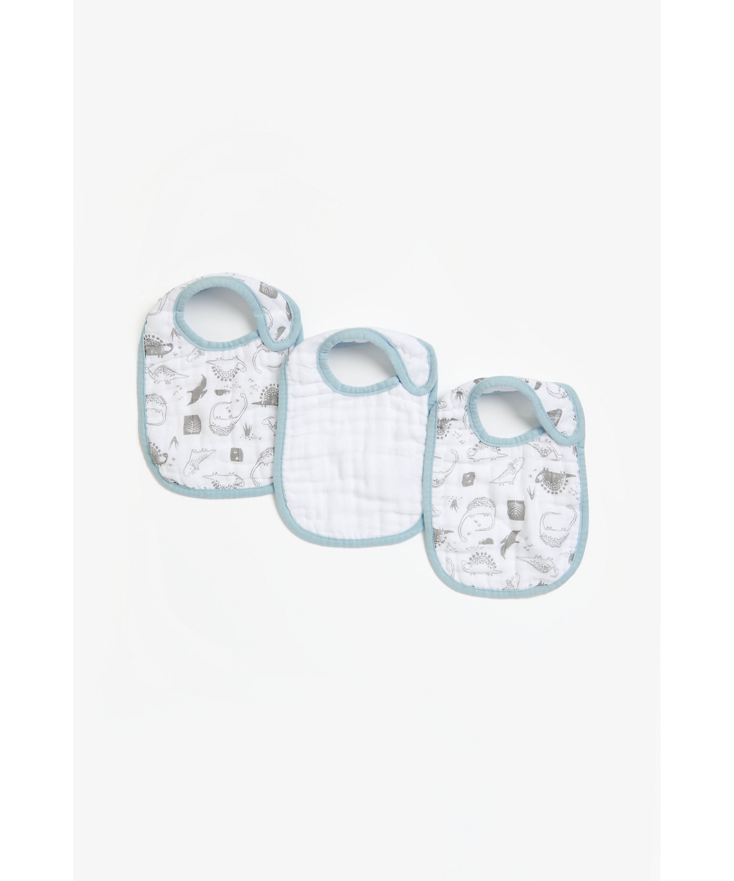 Mothercare | Mothercare Dino Muslin Bibs Blue Pack of 3