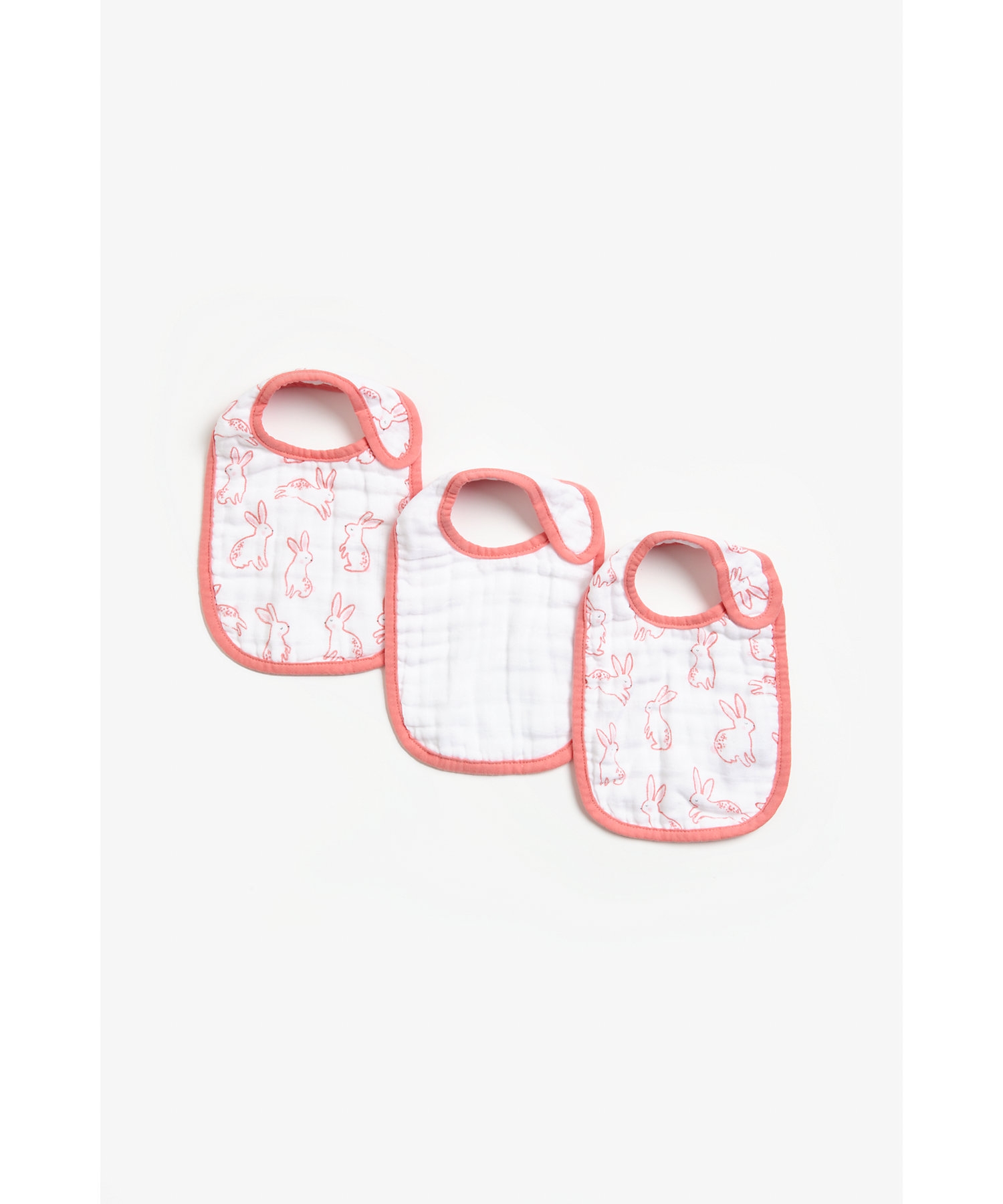 Mothercare | Mothercare Bunny Muslin Bibs Pink Pack of 3