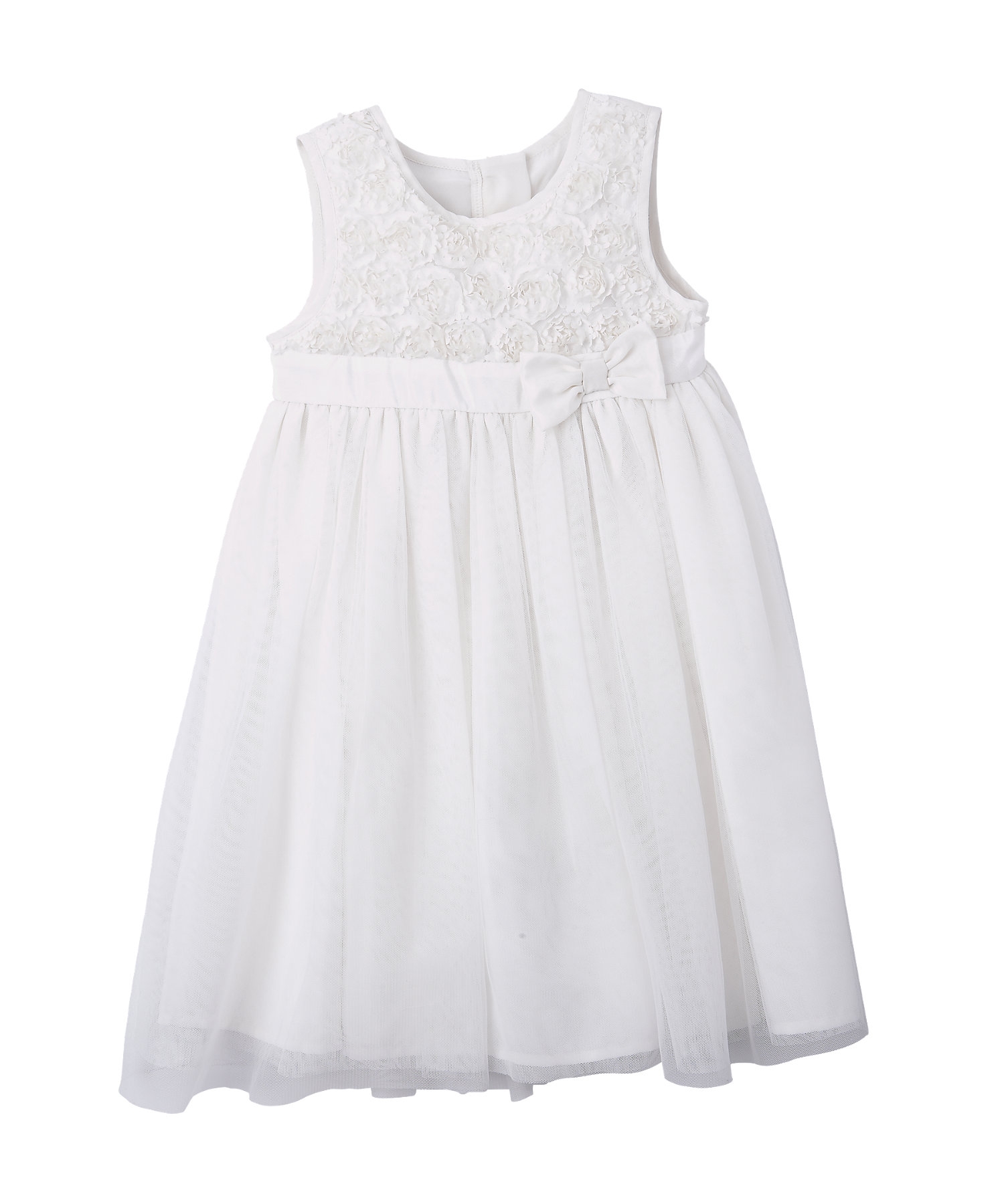 Mothercare | Girls Sleeveless Rosette Party Dress Bow Detail - Cream