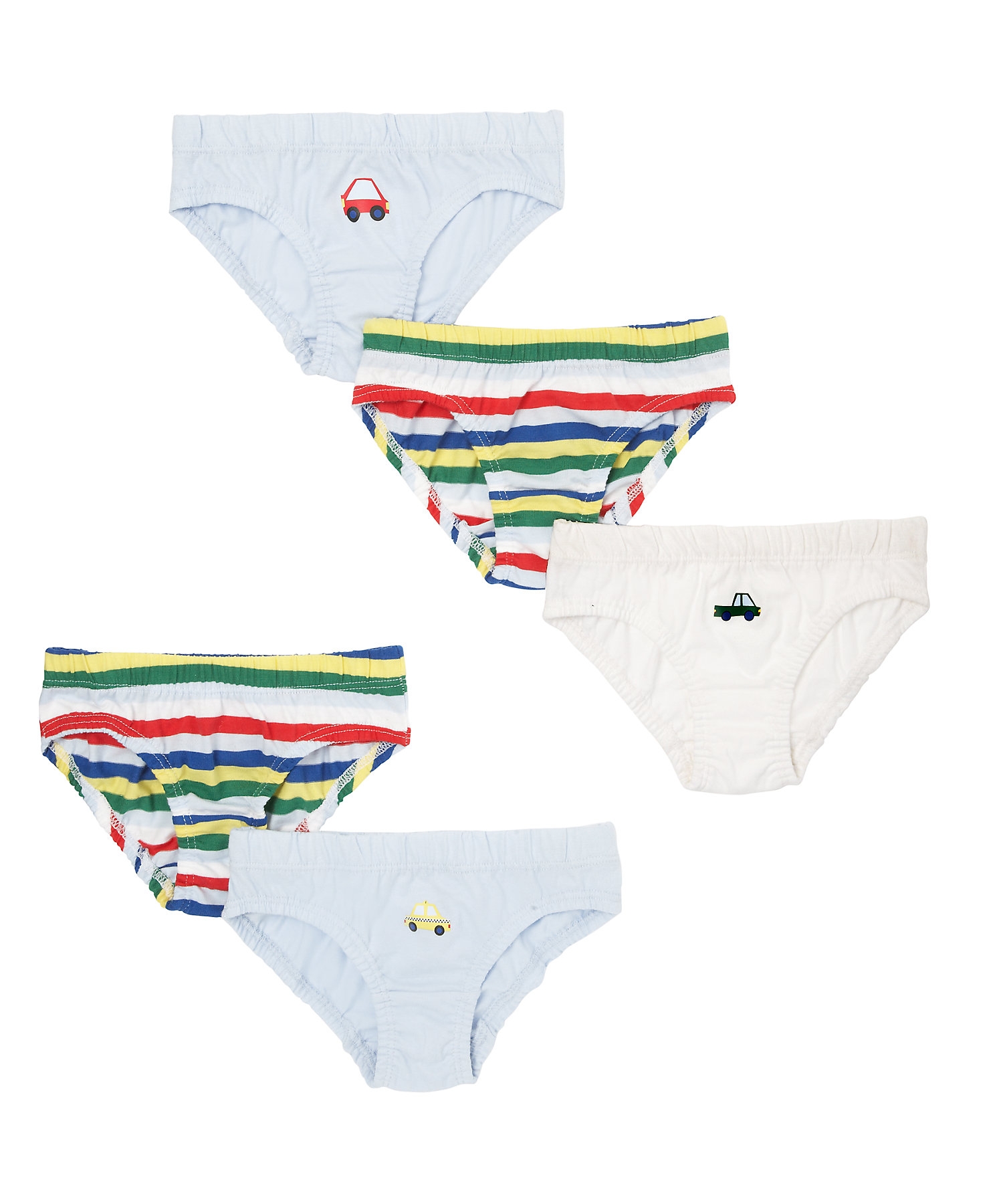 Mothercare | Boys Briefs Car Print - Pack Of 5 - White