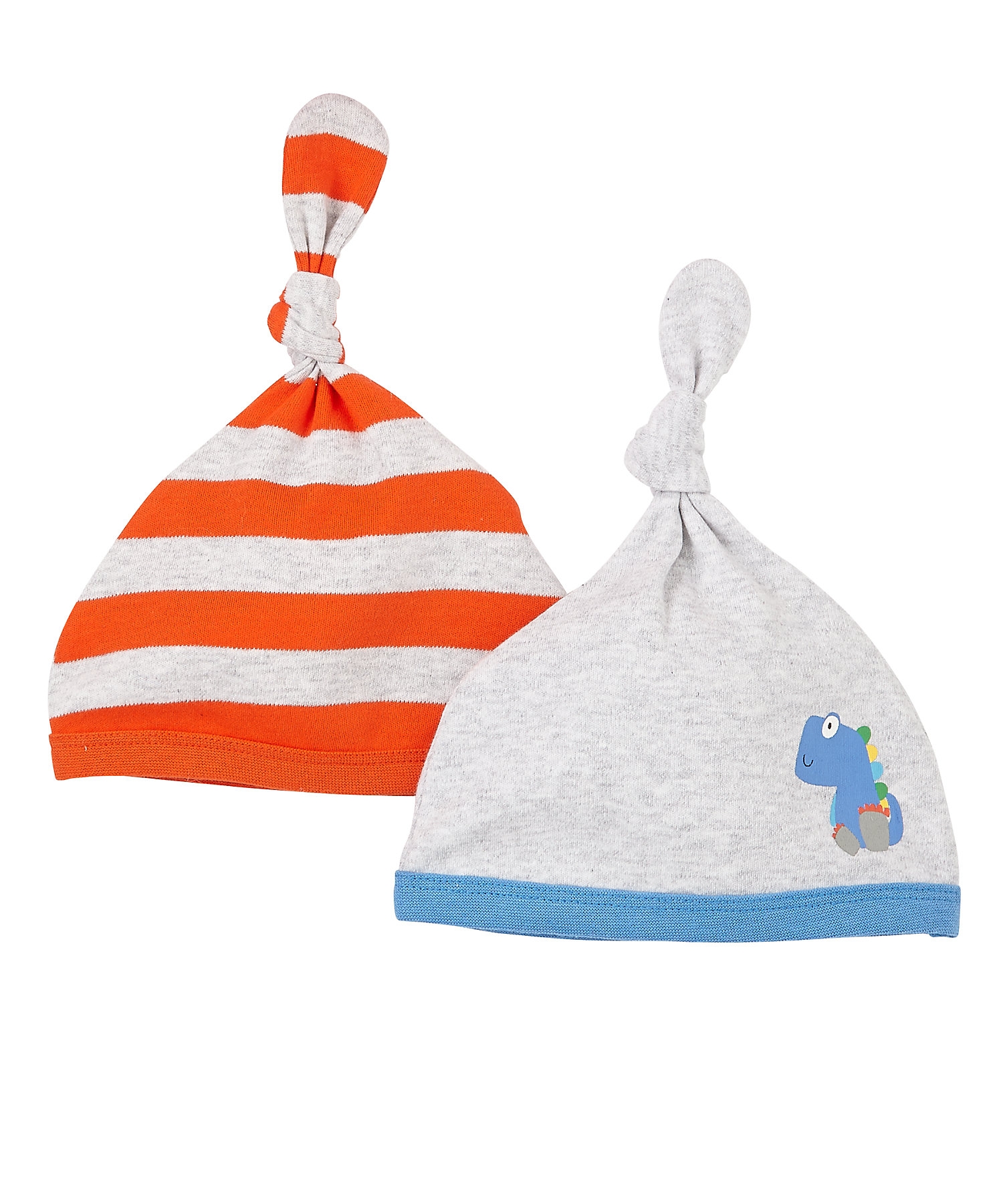 Mothercare | Boys Top-Knot Hat Striped And Printed - Pack Of 2 - Multicolor