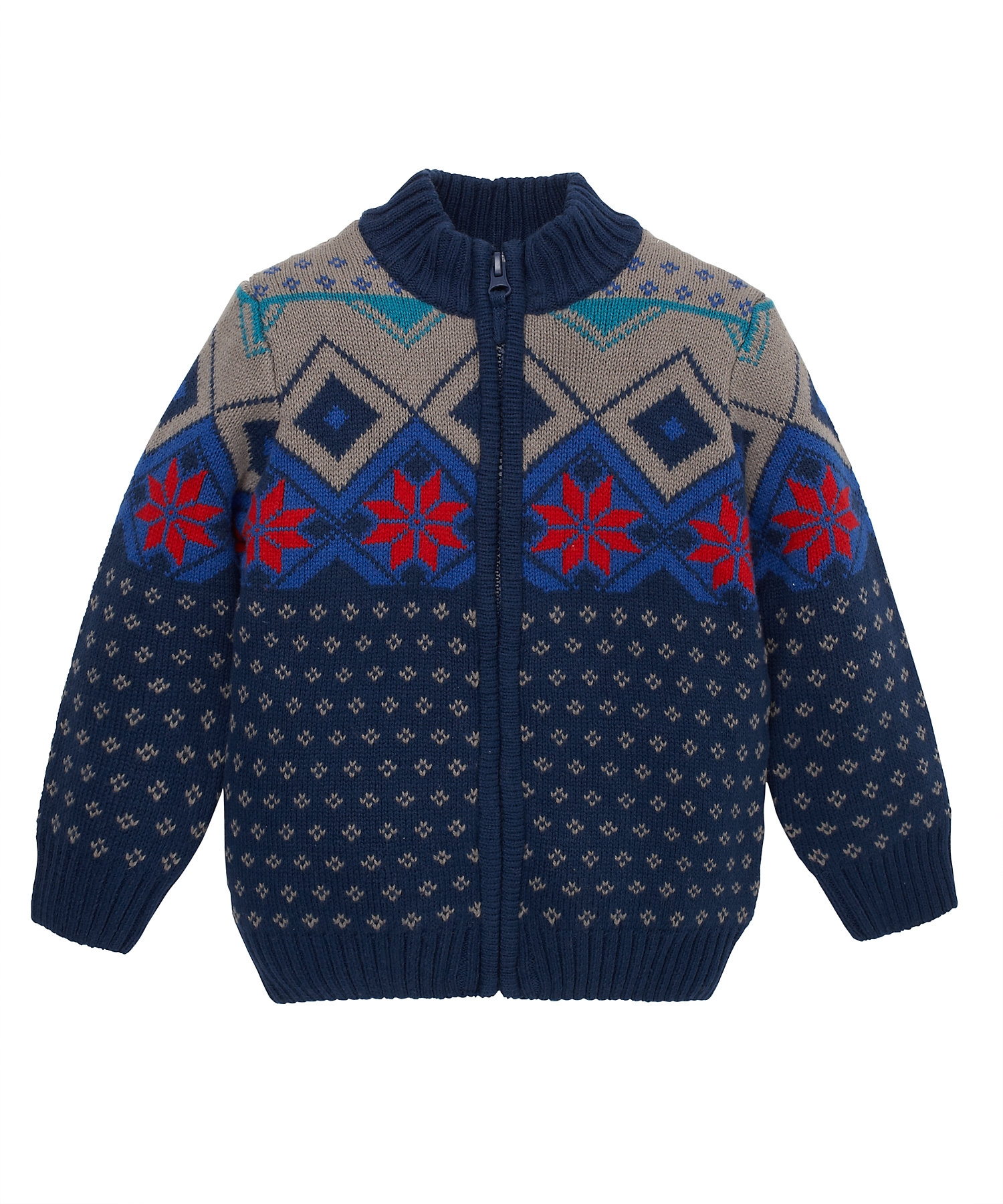Mothercare | Boys Full Sleeves Sweaters Floral Boho Design-Navy