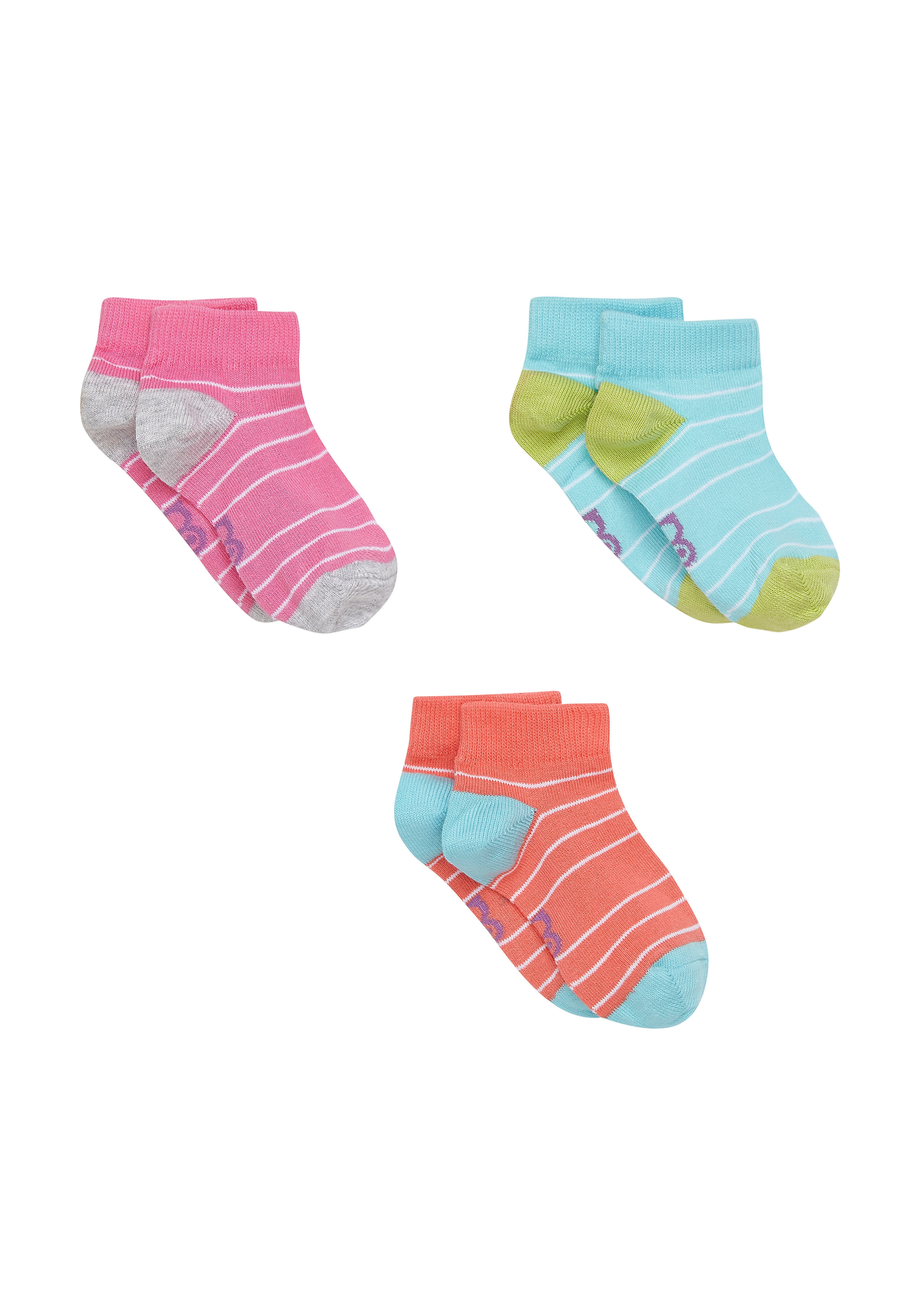 Mothercare | Girls  Socks Striped - Pack Of 3 - Multicolor
