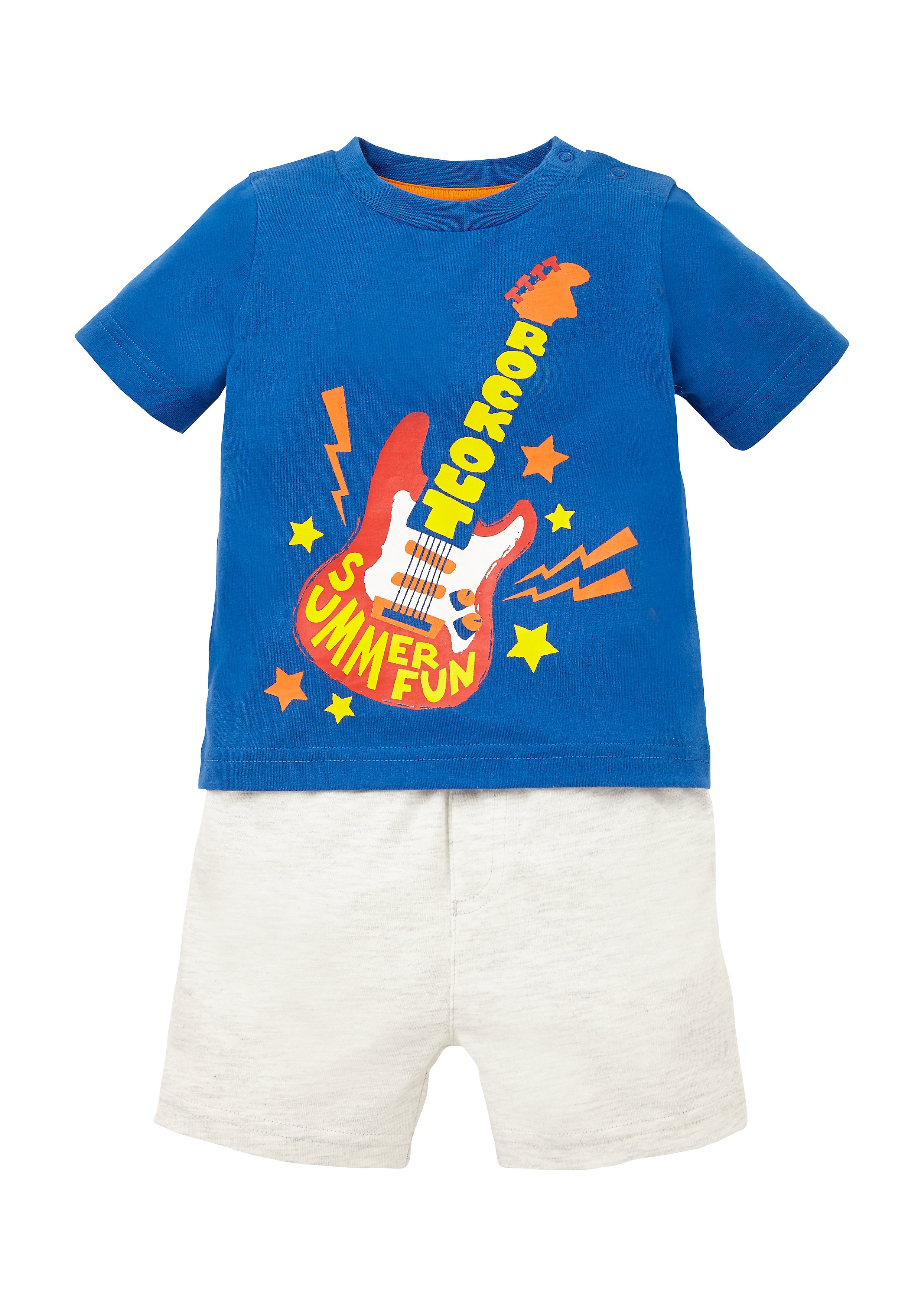Mothercare | Boys Half Sleeves T-Shirt And Shorts Set Guitar Print - Blue