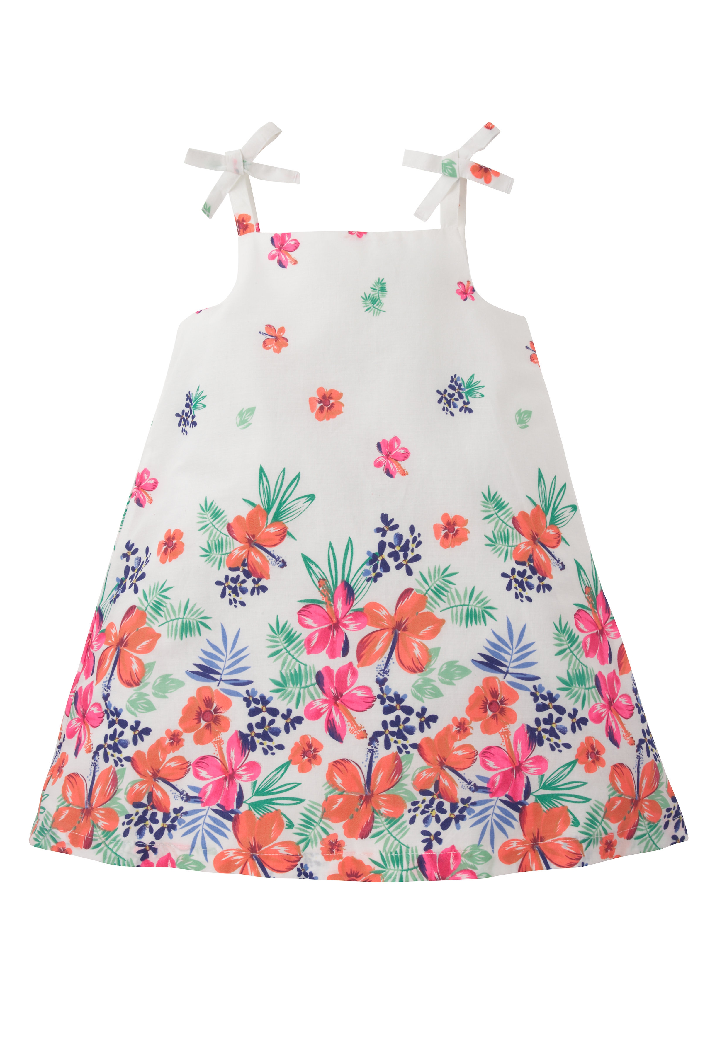 Mothercare | Girls Floral Border Print Dress - White