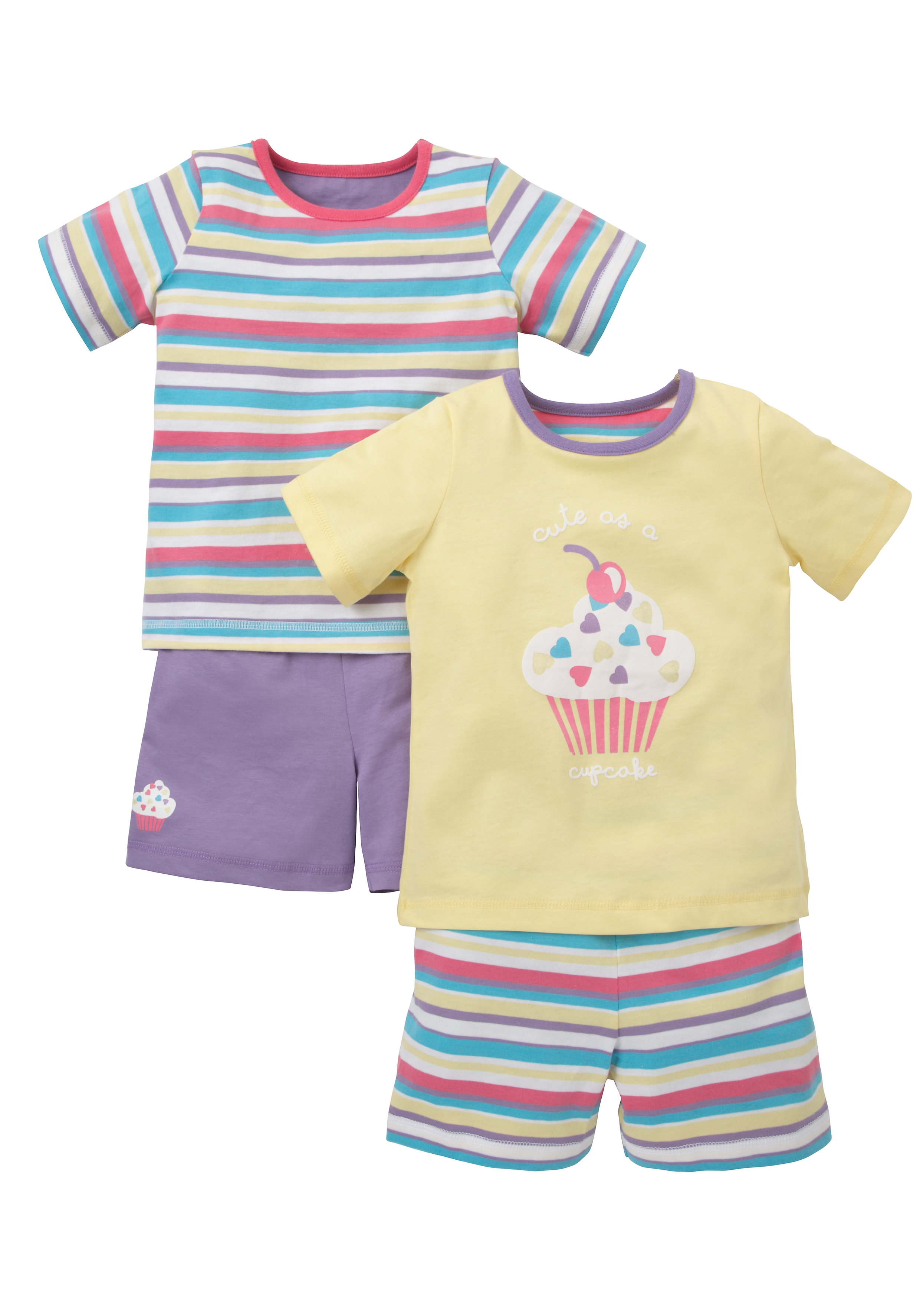 Mothercare | Girls Cupcake Shortie Pyjamas - Pack Of 2 - Multicolor