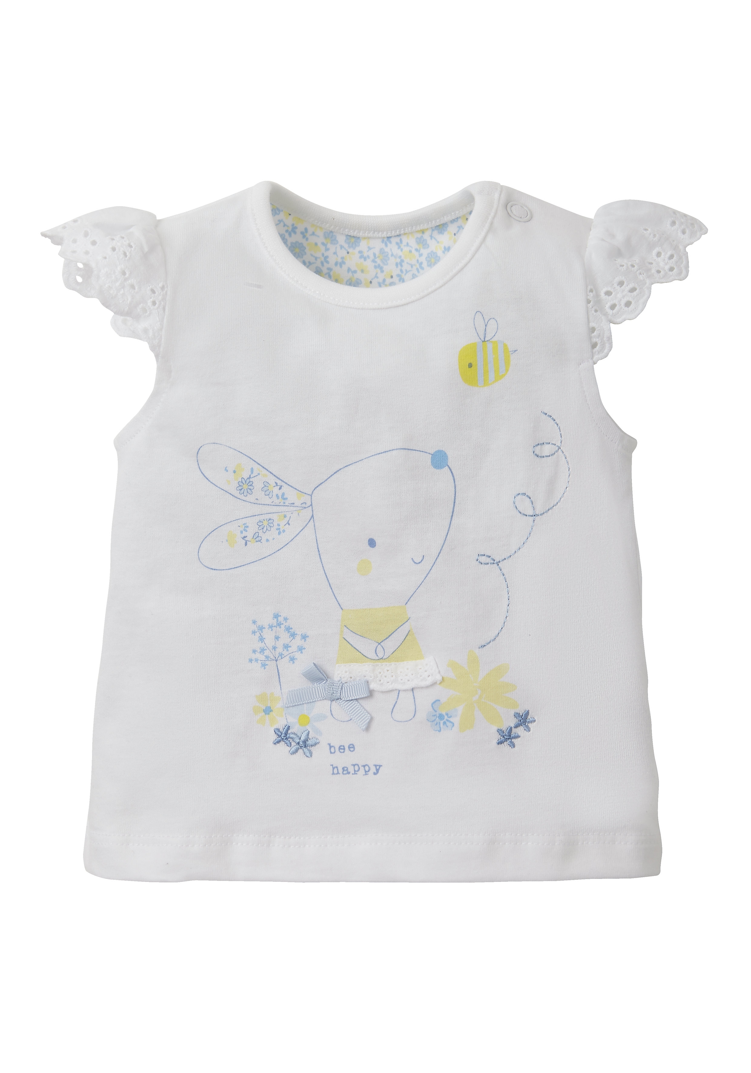 Mothercare | Girls Broderie Bunny T-Shirt - White
