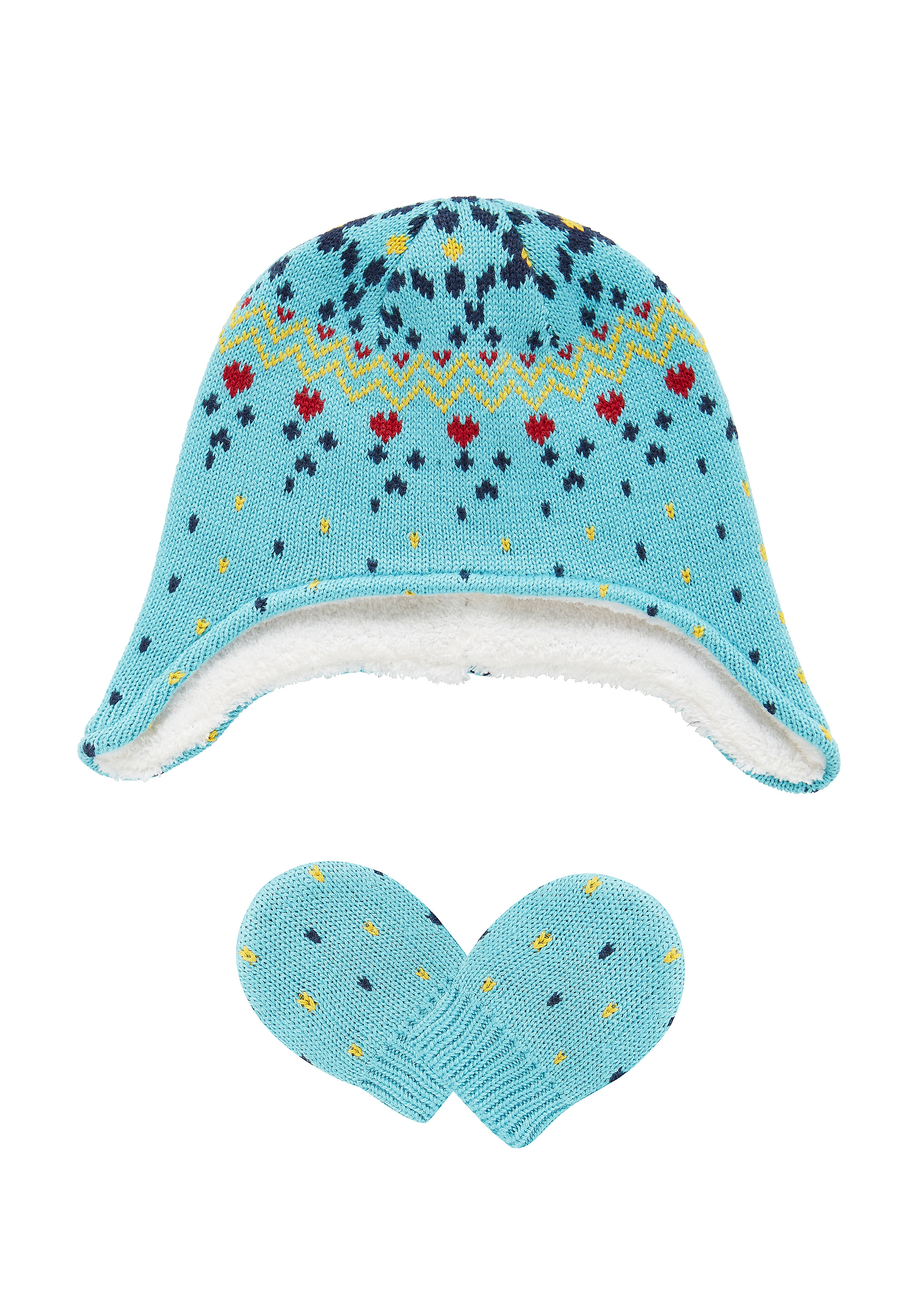 Mothercare | Girls Hat & Mitts Set Fairisle Design - Blue