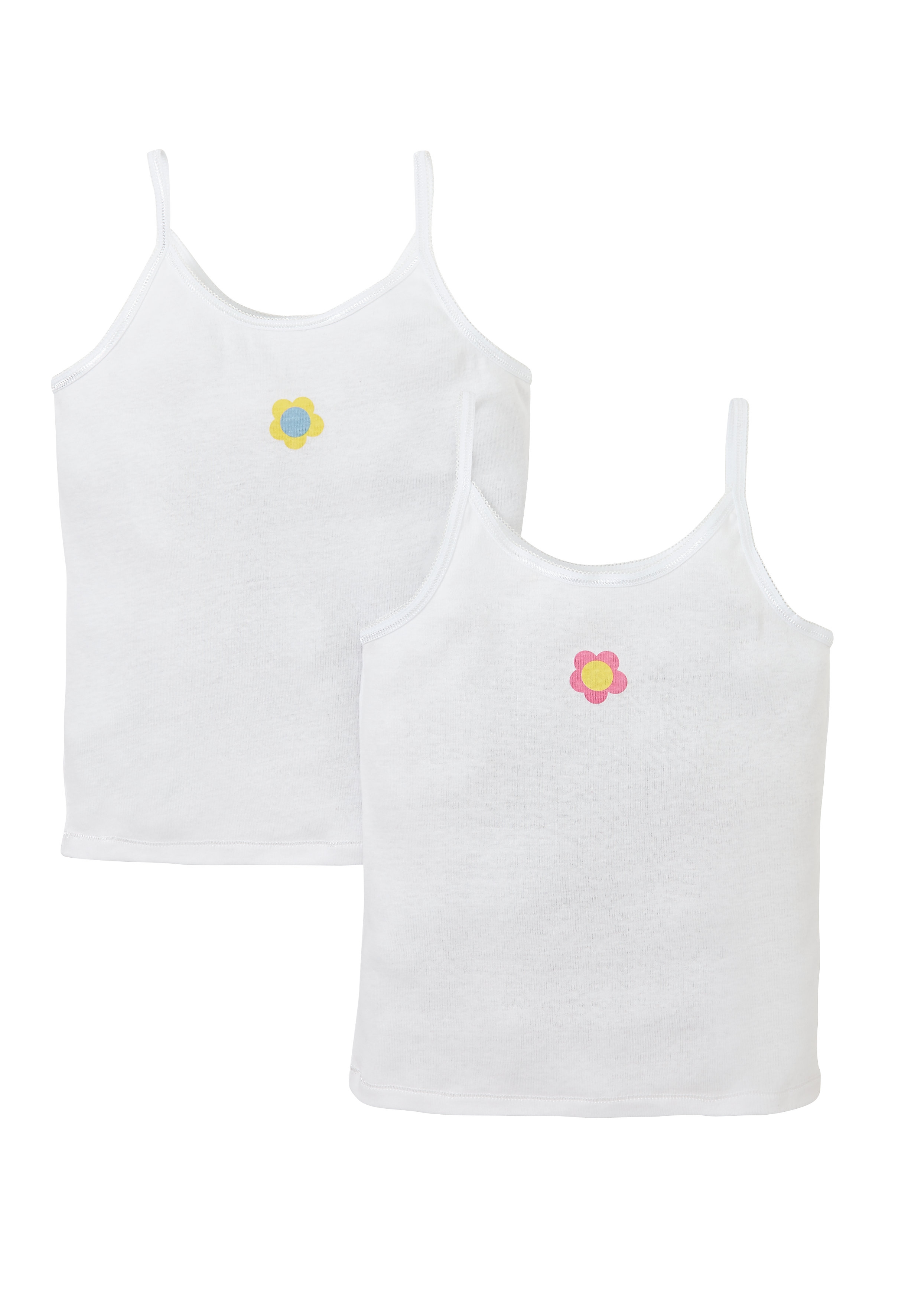 Mothercare | Girls Flower Cami Vests - Pack Of 2 - White