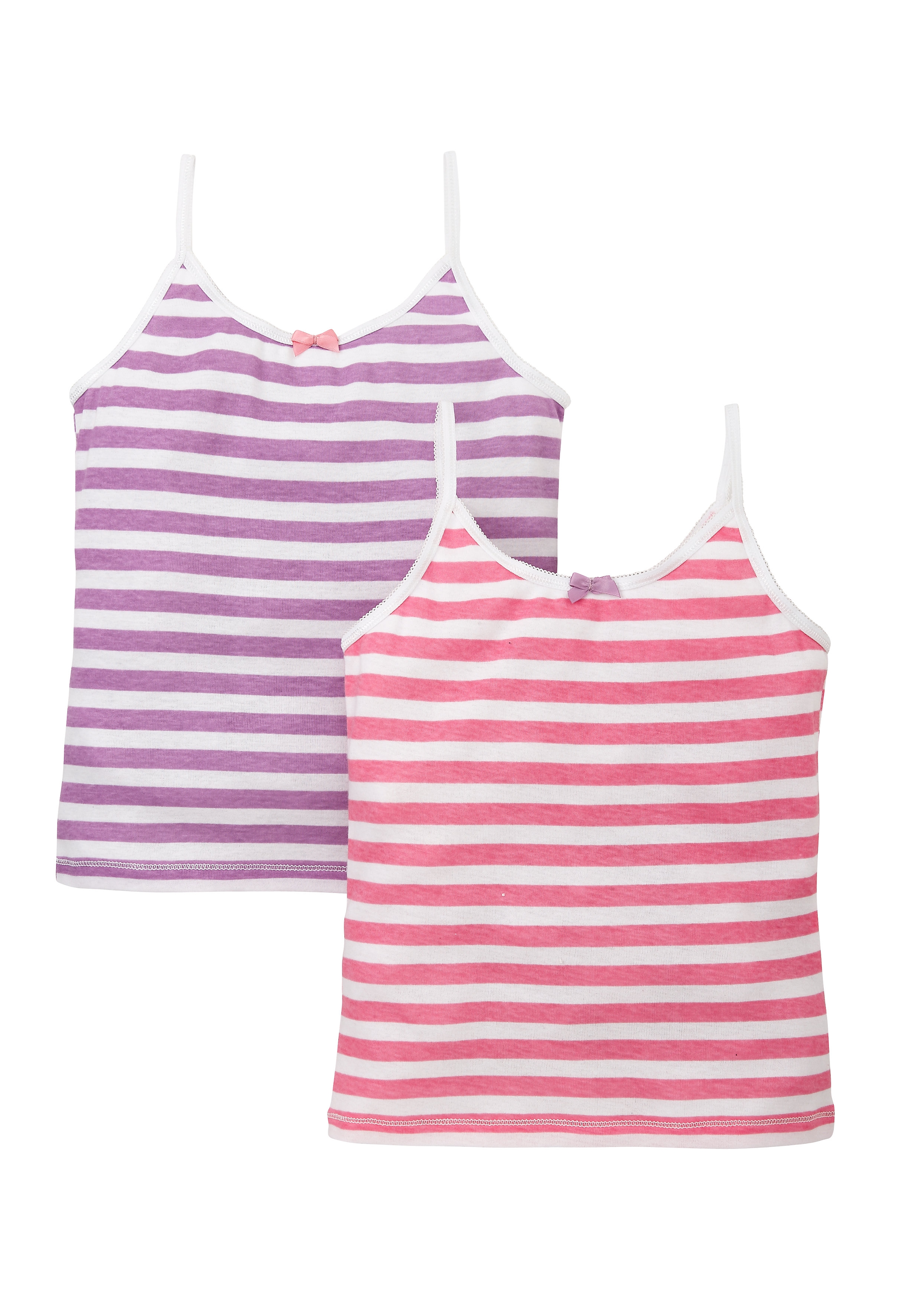 Mothercare | Girls Stripe Cami Vests -Pack Of 2 - White