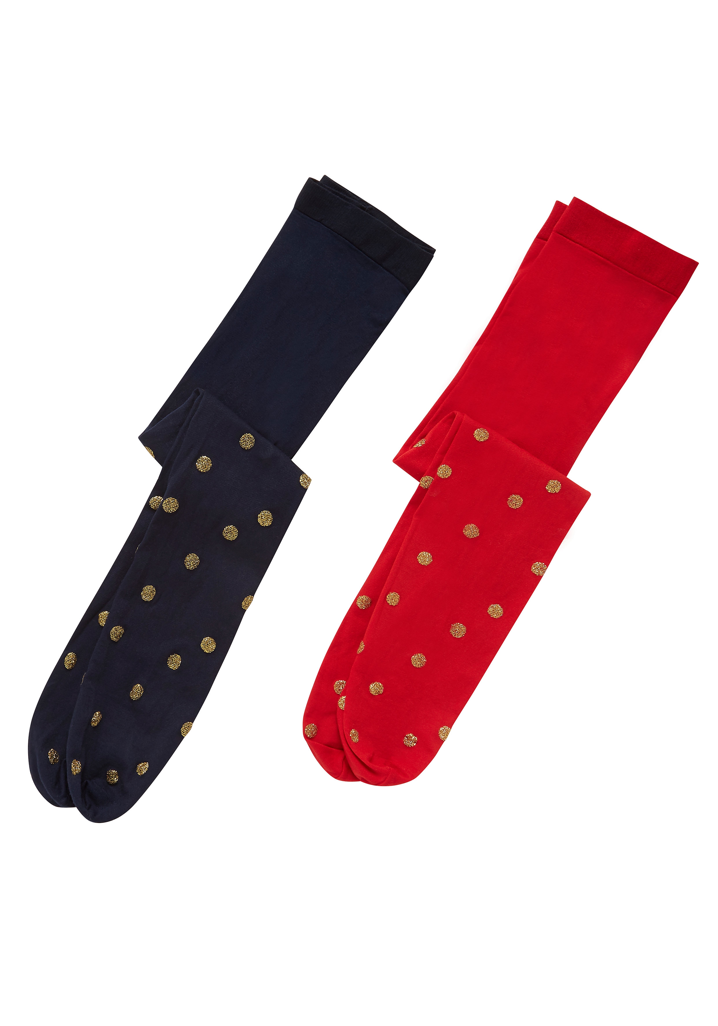 Mothercare | Girls Glitter Spot Tights - Pack Of 2 - Multicolor