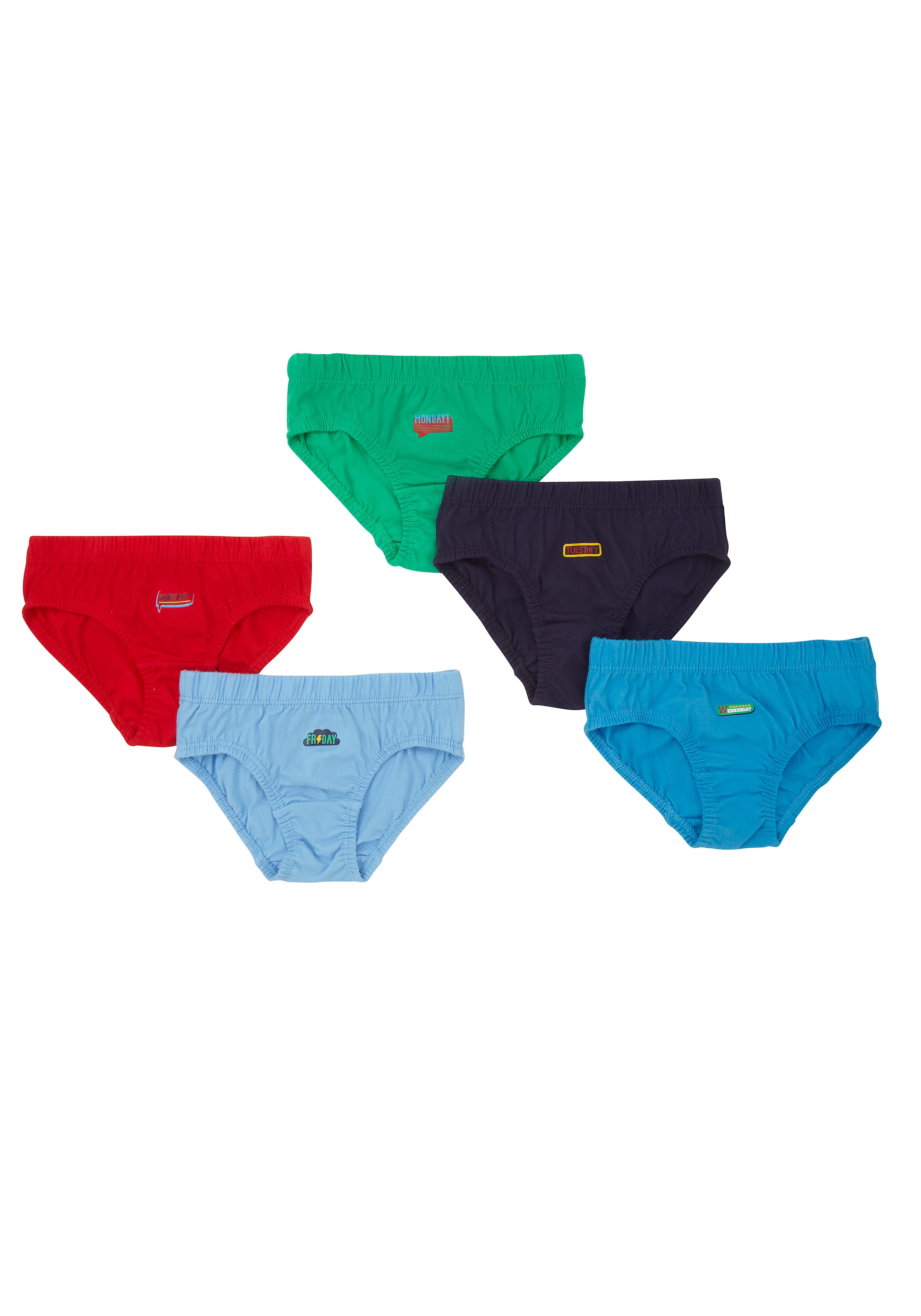 Mothercare | Boys Days Of The Week Briefs - Pack Of 5 - Multicolor
