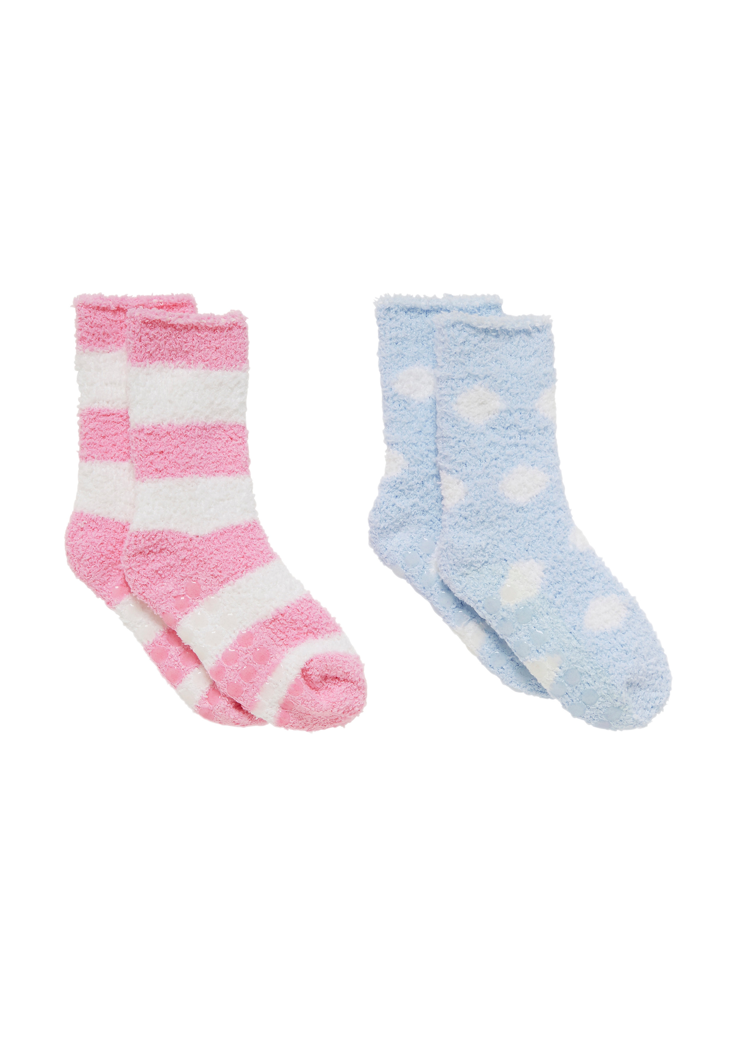 Mothercare | Girls  Fluffy Socks Striped - Pack Of 2 - Multicolor