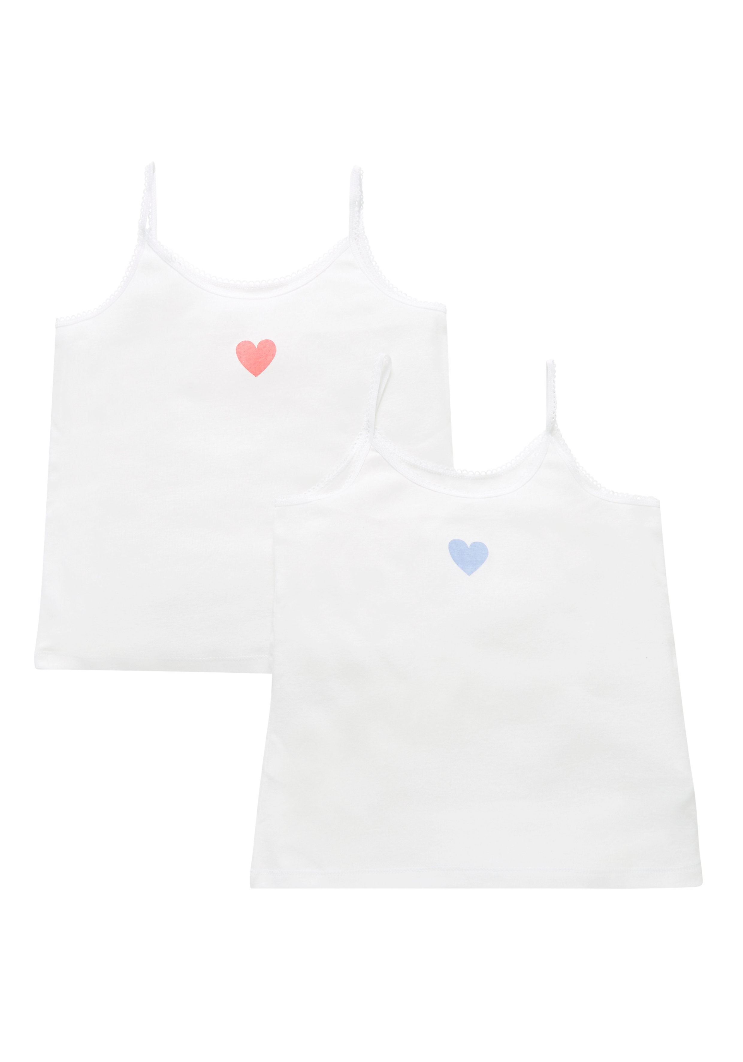 Mothercare | White Girls Heart Print Cami Vests - Pack Of 2