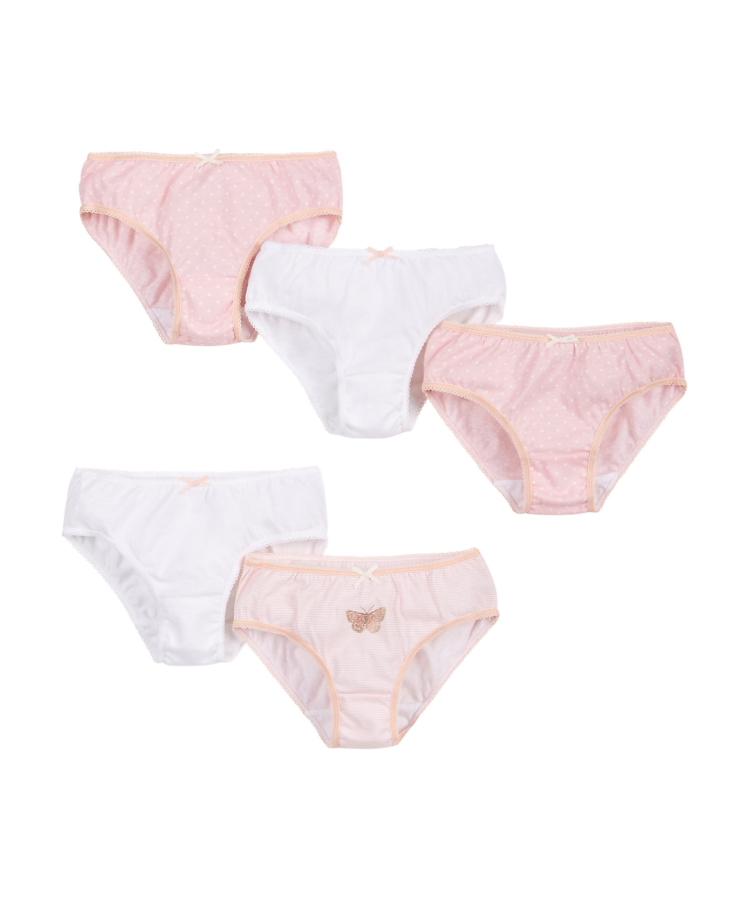 Mothercare | Girls  Briefs Butterfly Print - Pack Of 5 - Pink