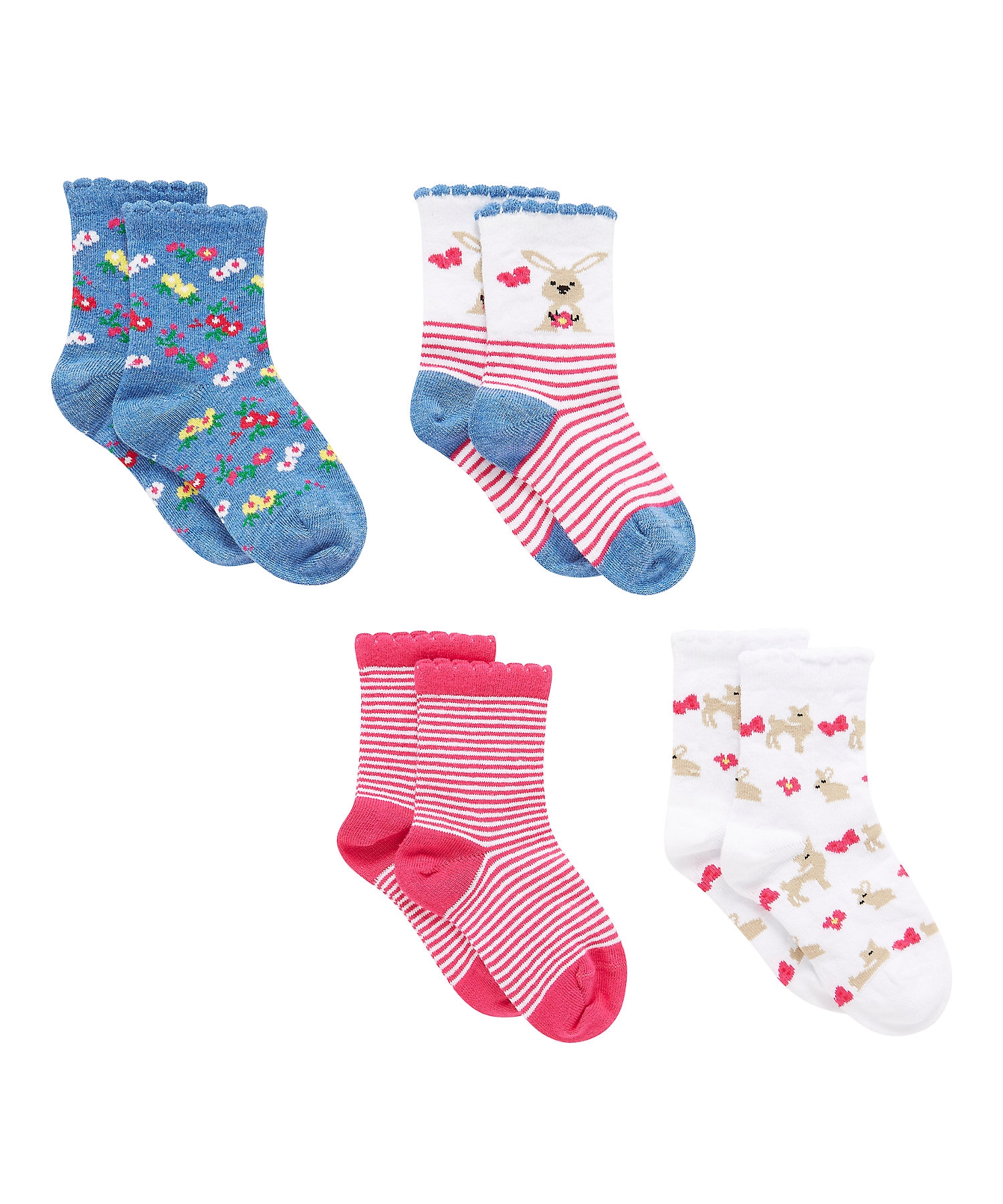 Mothercare | Girls  Socks Bunny Design - Pack Of 4 - Multicolor