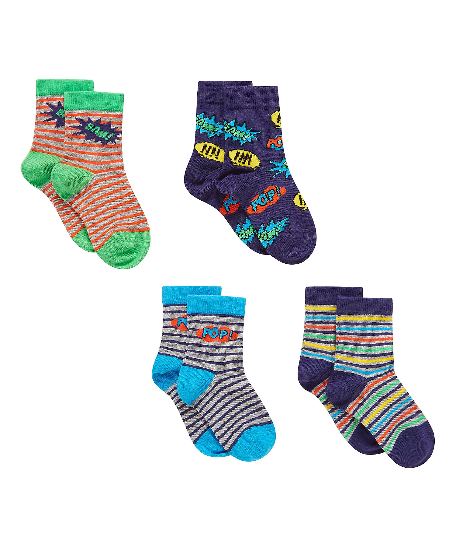 Mothercare | Boys  Socks Striped Design - Pack Of 4 - Multicolor