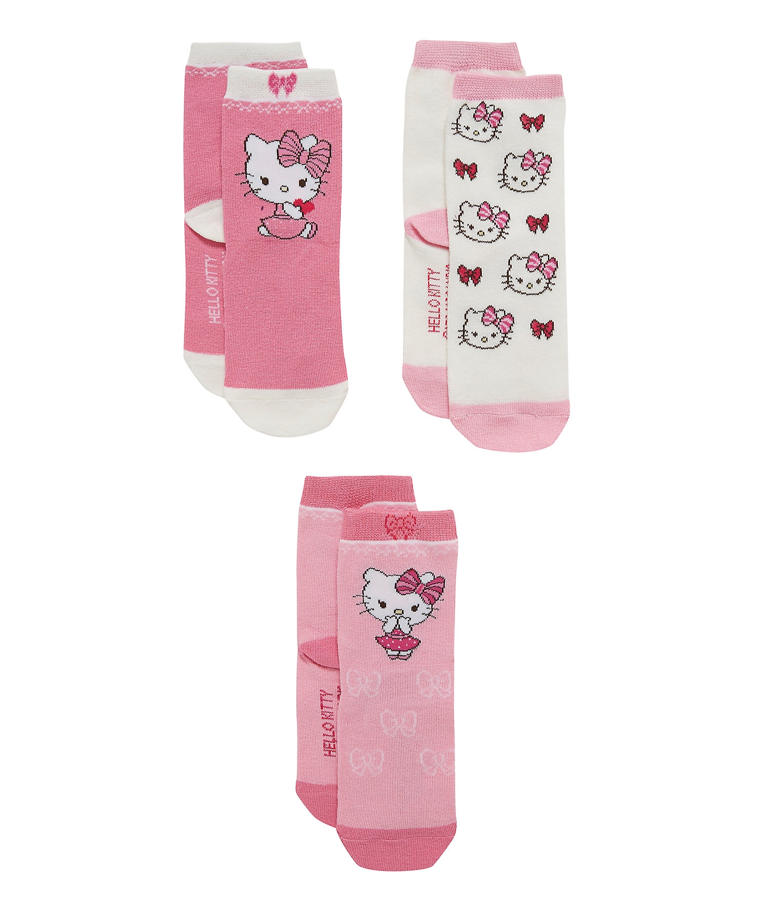 Mothercare | Girls  Socks Kitty Design - Pack Of 3 - Multicolor