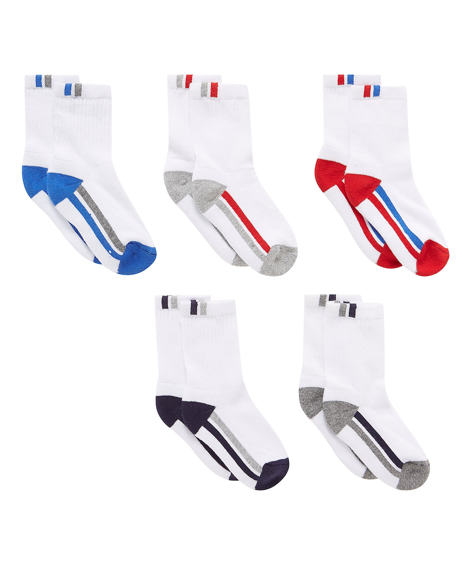 Mothercare | Boys  Socks Striped - Pack Of 5 - White