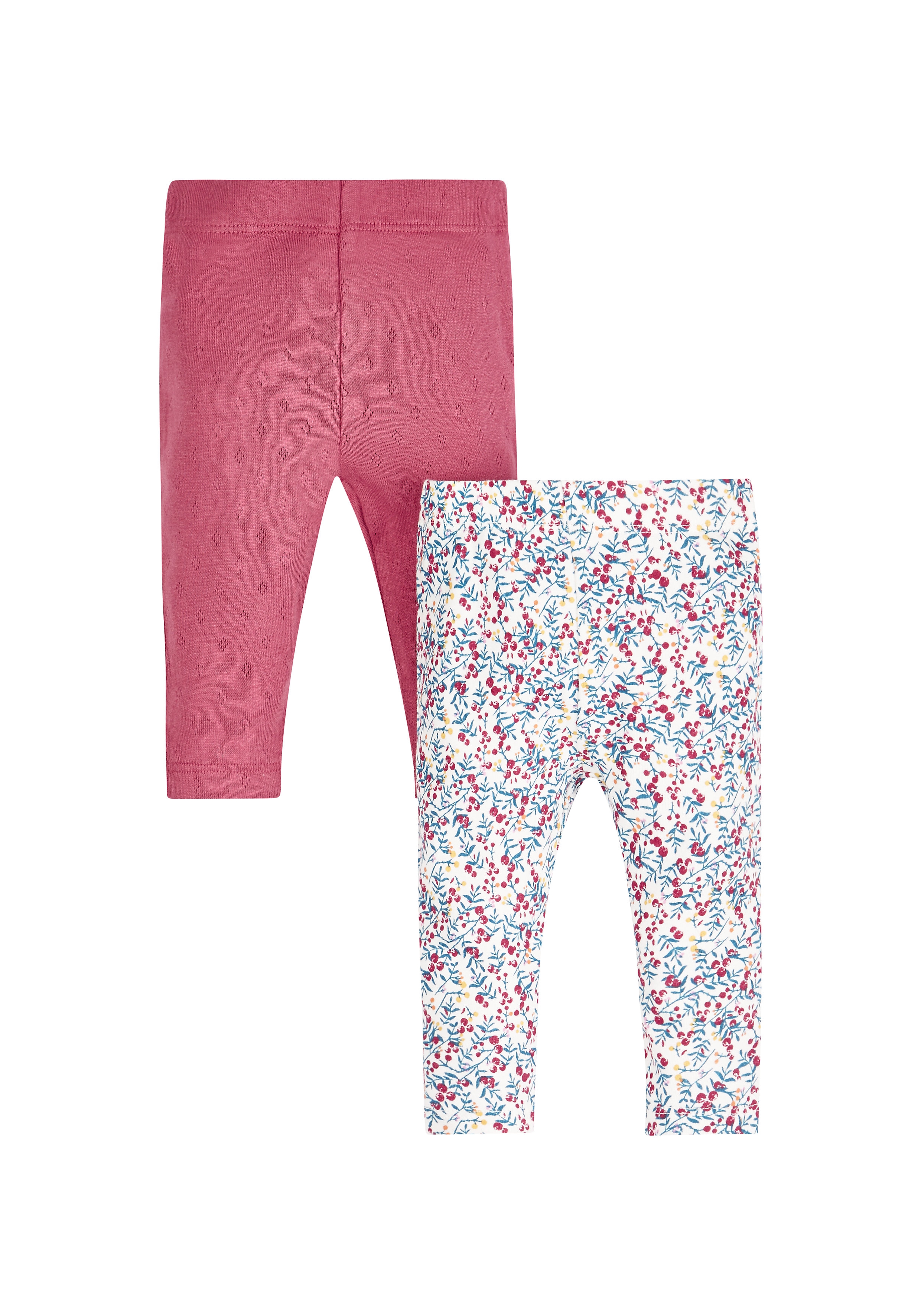Mothercare | Girls Floral And Pointelle Leggings - Pack Of 2 - Multicolor