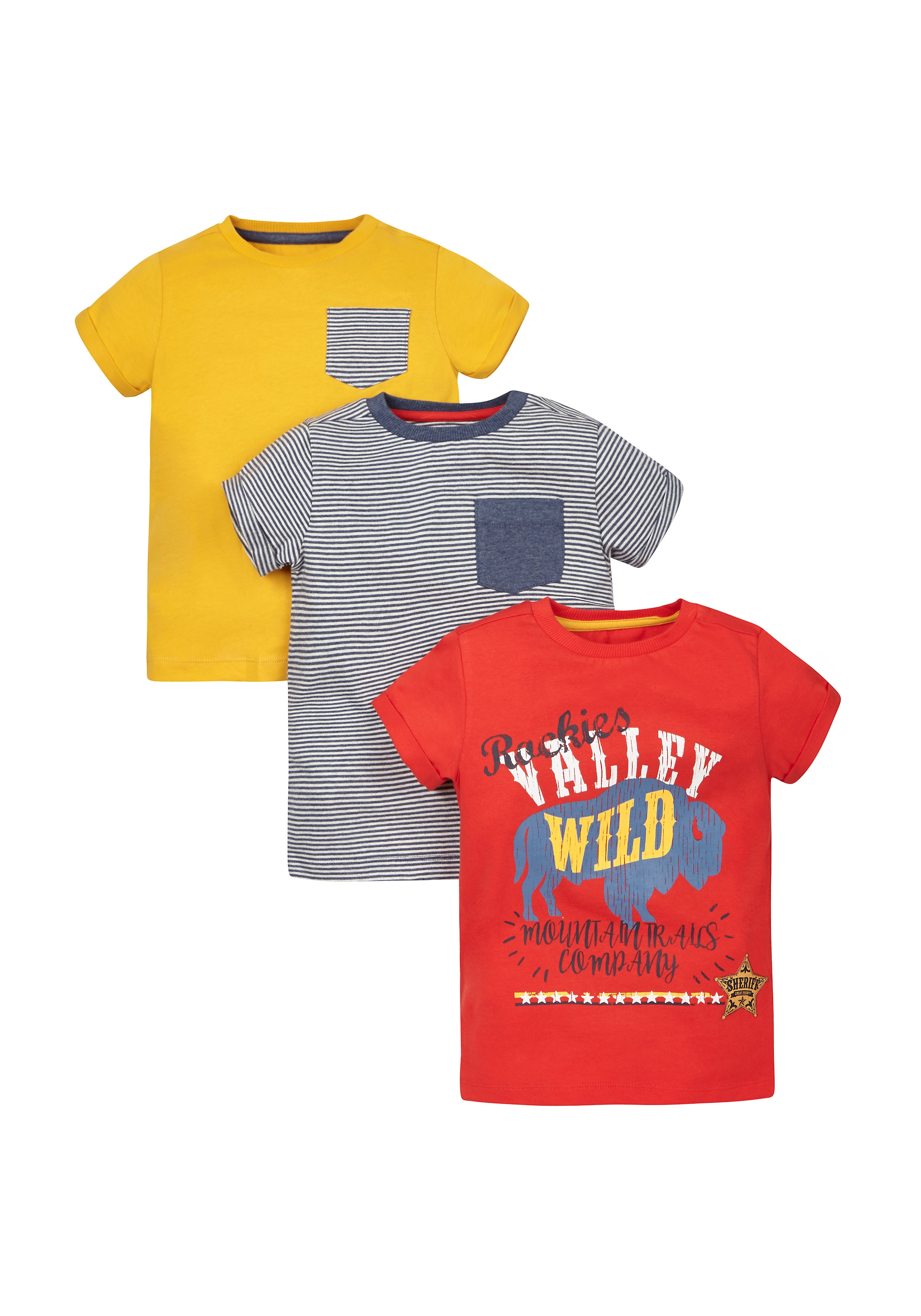 Mothercare | Boys Mountain Trails Company T-Shirts - Pack Of 3 - Red