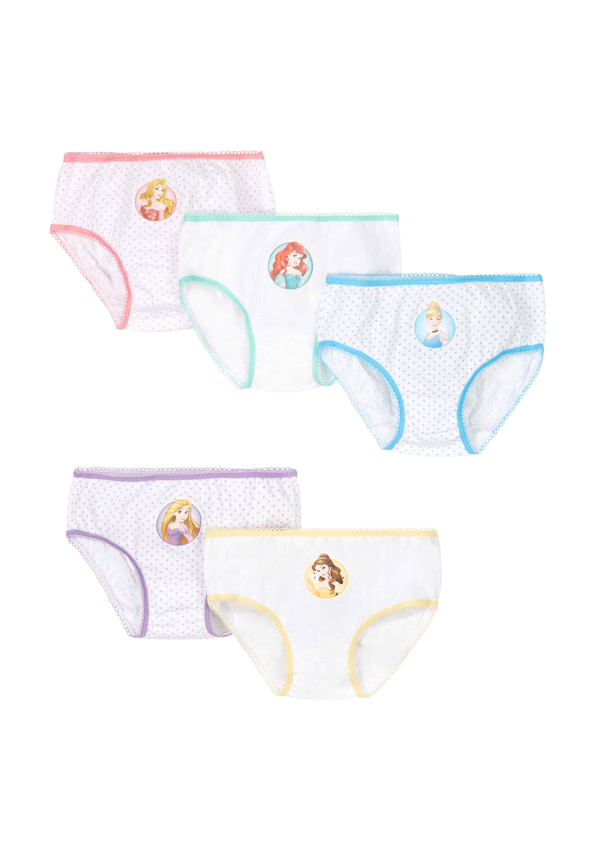 Mothercare | Girls Briefs Disney Princess Print - Pack Of 5 - White