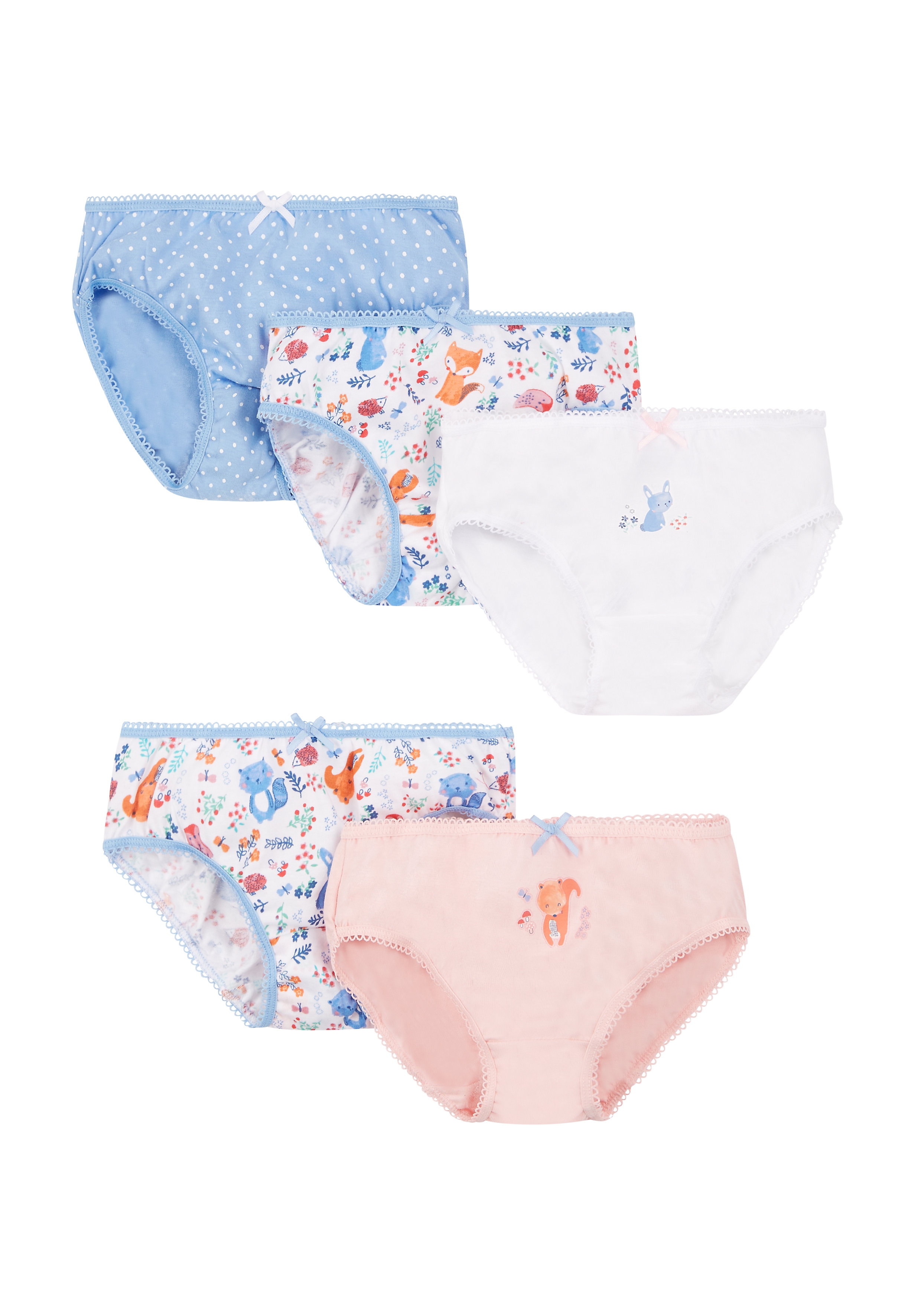 Mothercare | Girls Briefs Animal Print - Pack Of 5 - Multicolor